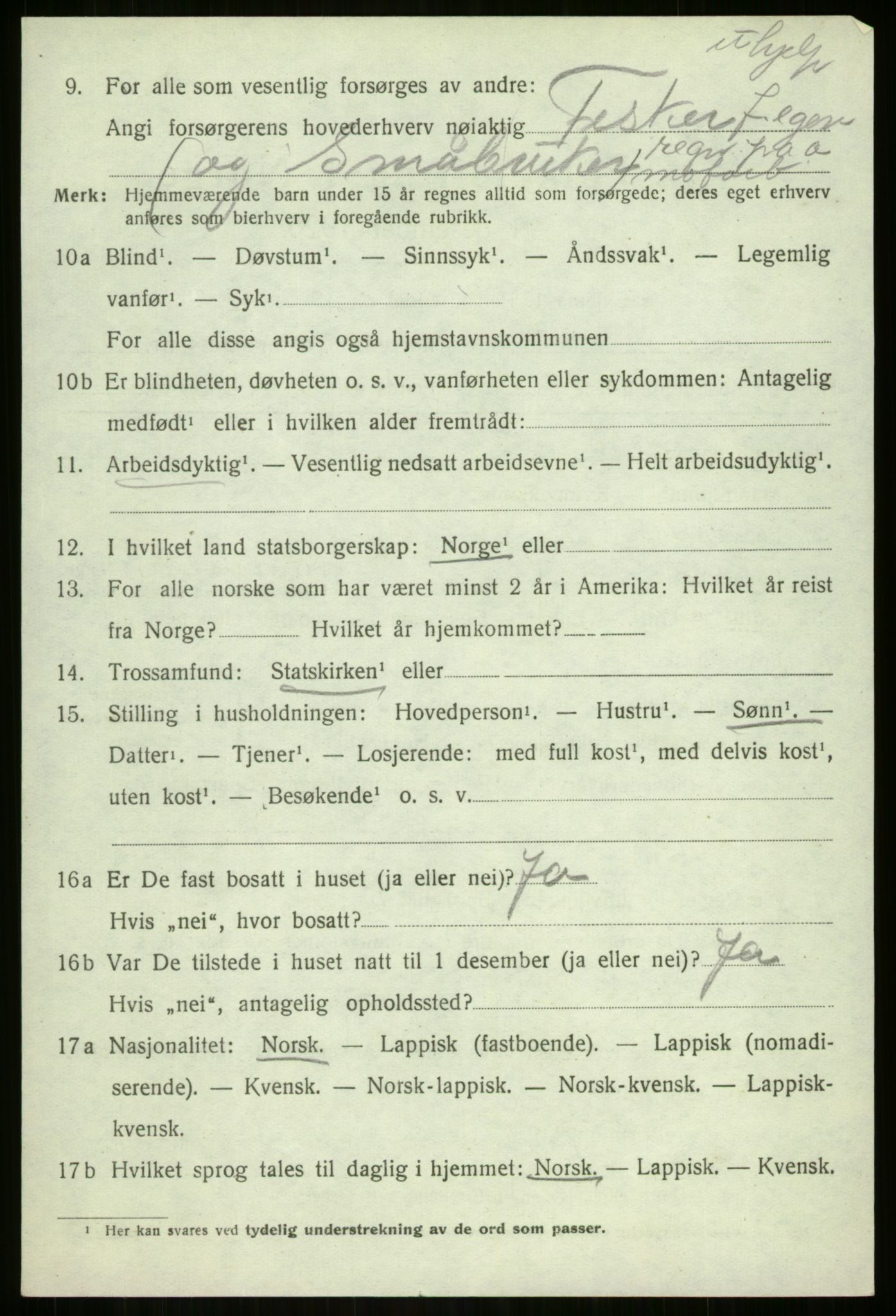 SATØ, 1920 census for Sørreisa, 1920, p. 2913