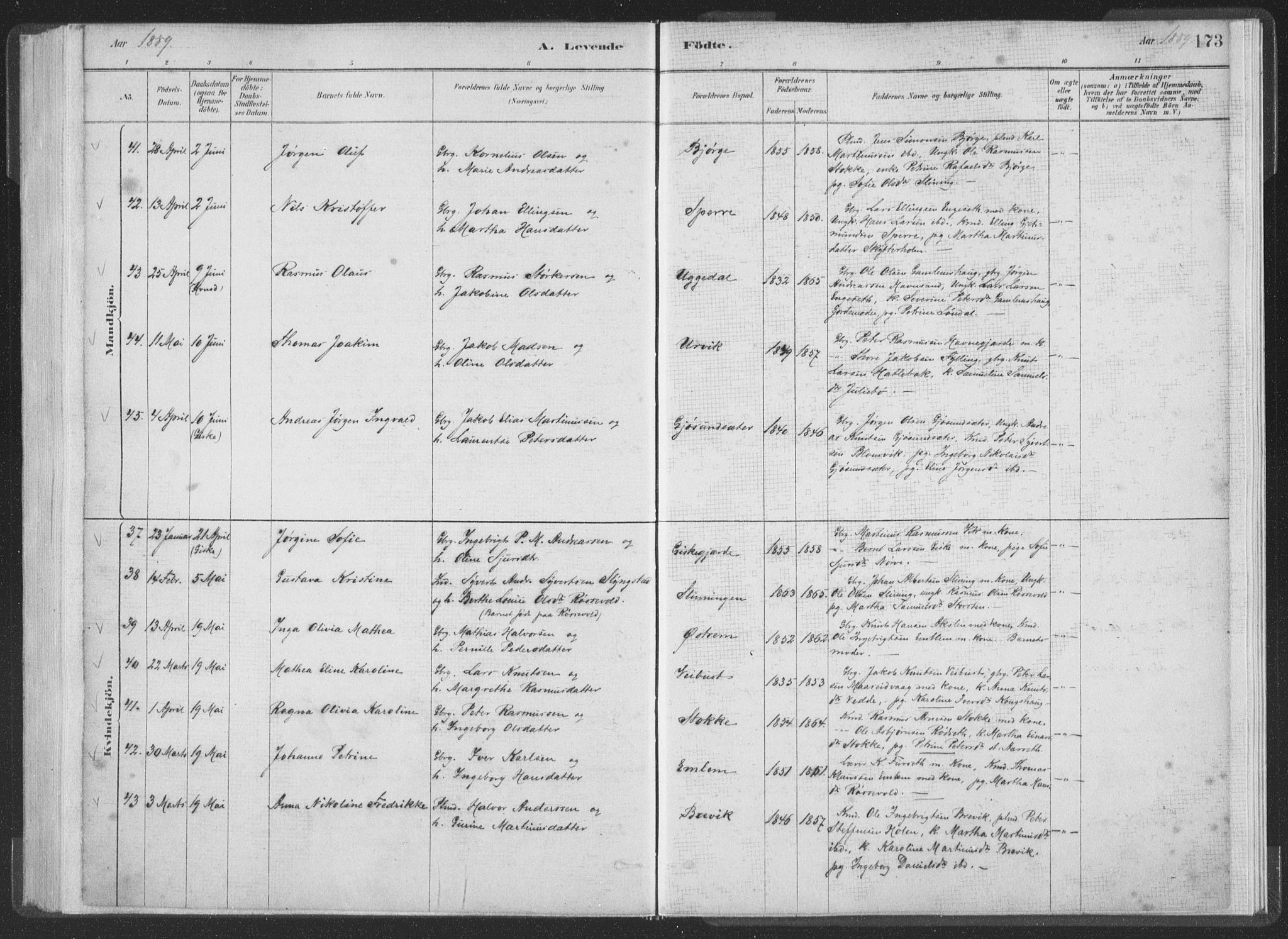 Ministerialprotokoller, klokkerbøker og fødselsregistre - Møre og Romsdal, AV/SAT-A-1454/528/L0401: Parish register (official) no. 528A12I, 1880-1920, p. 173