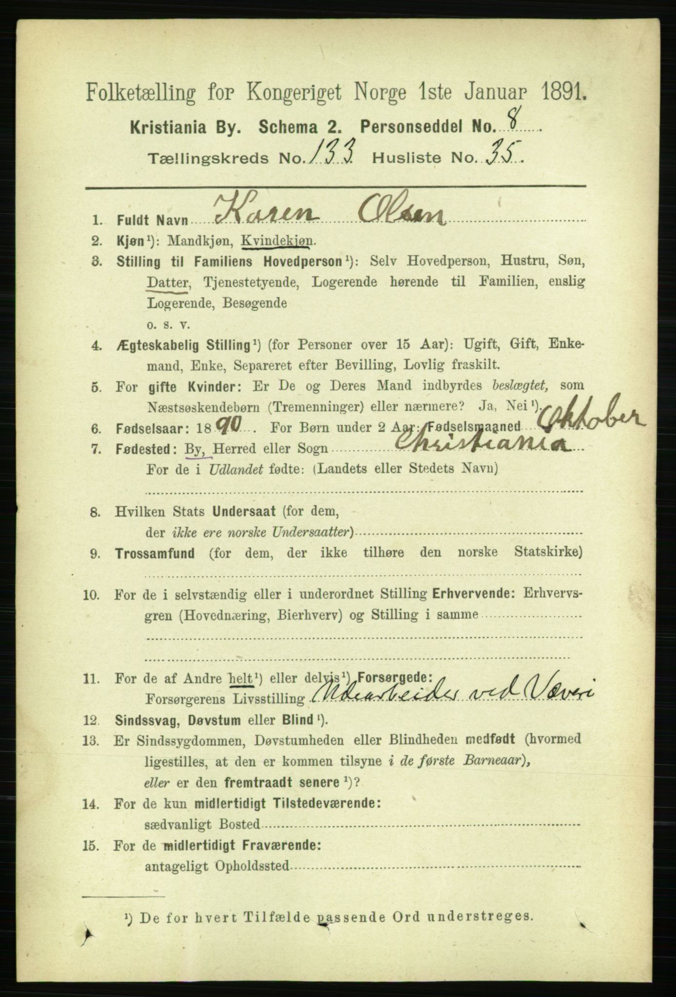 RA, 1891 census for 0301 Kristiania, 1891, p. 73096