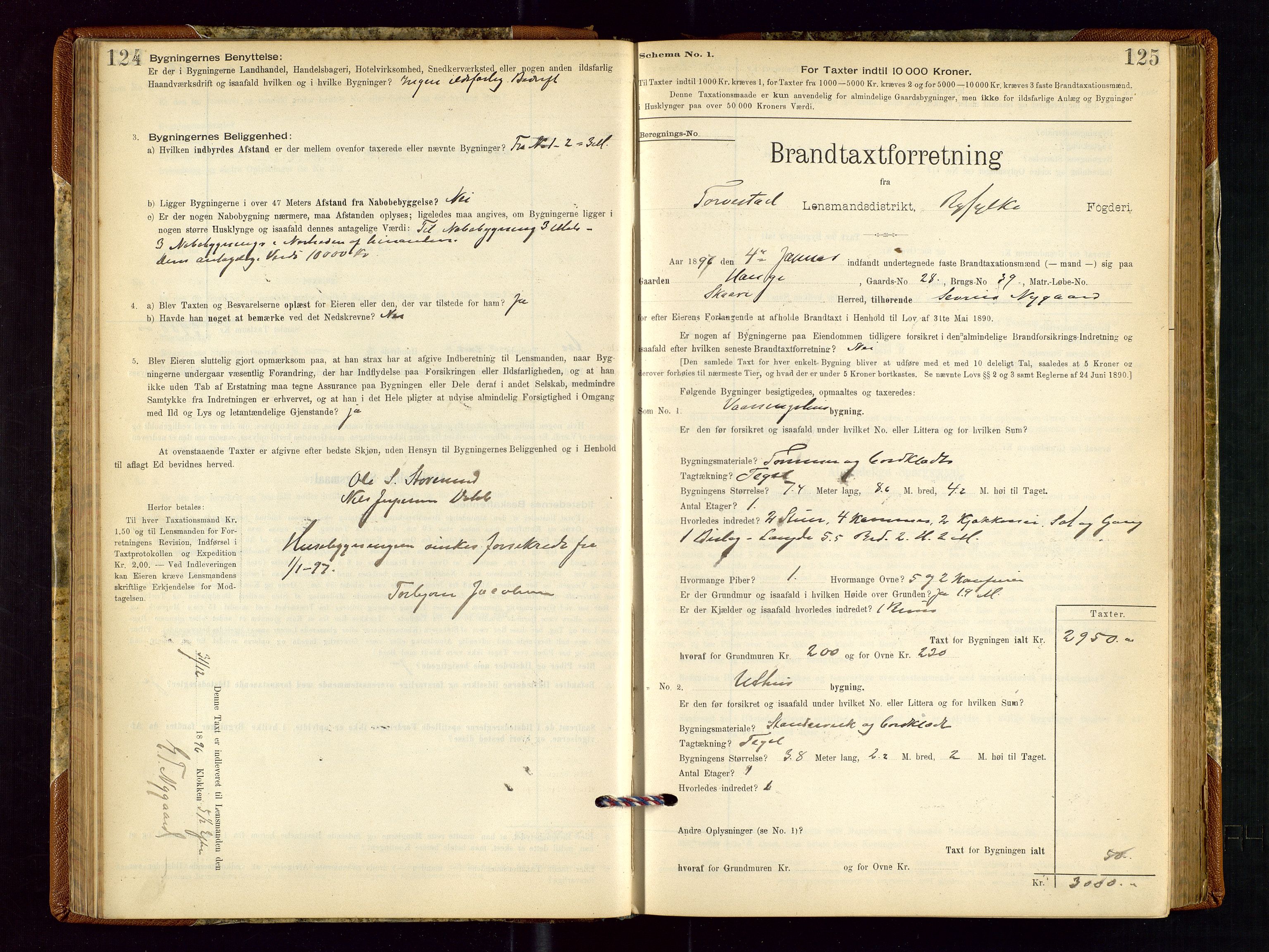 Torvestad lensmannskontor, SAST/A-100307/1/Gob/L0001: "Brandtaxationsprotokol for Torvestad Lensmannsdistrikt", 1895-1904, p. 124-125