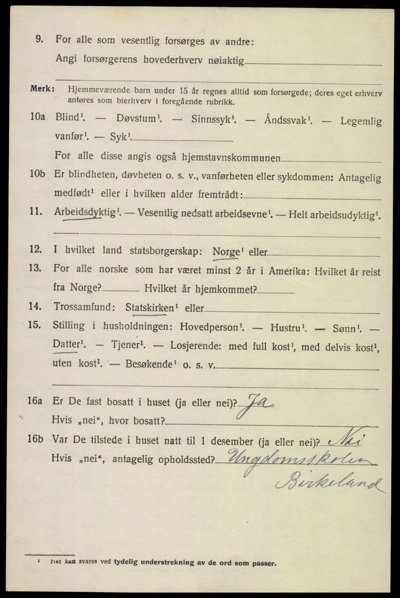 SAK, 1920 census for Oddernes, 1920, p. 3900
