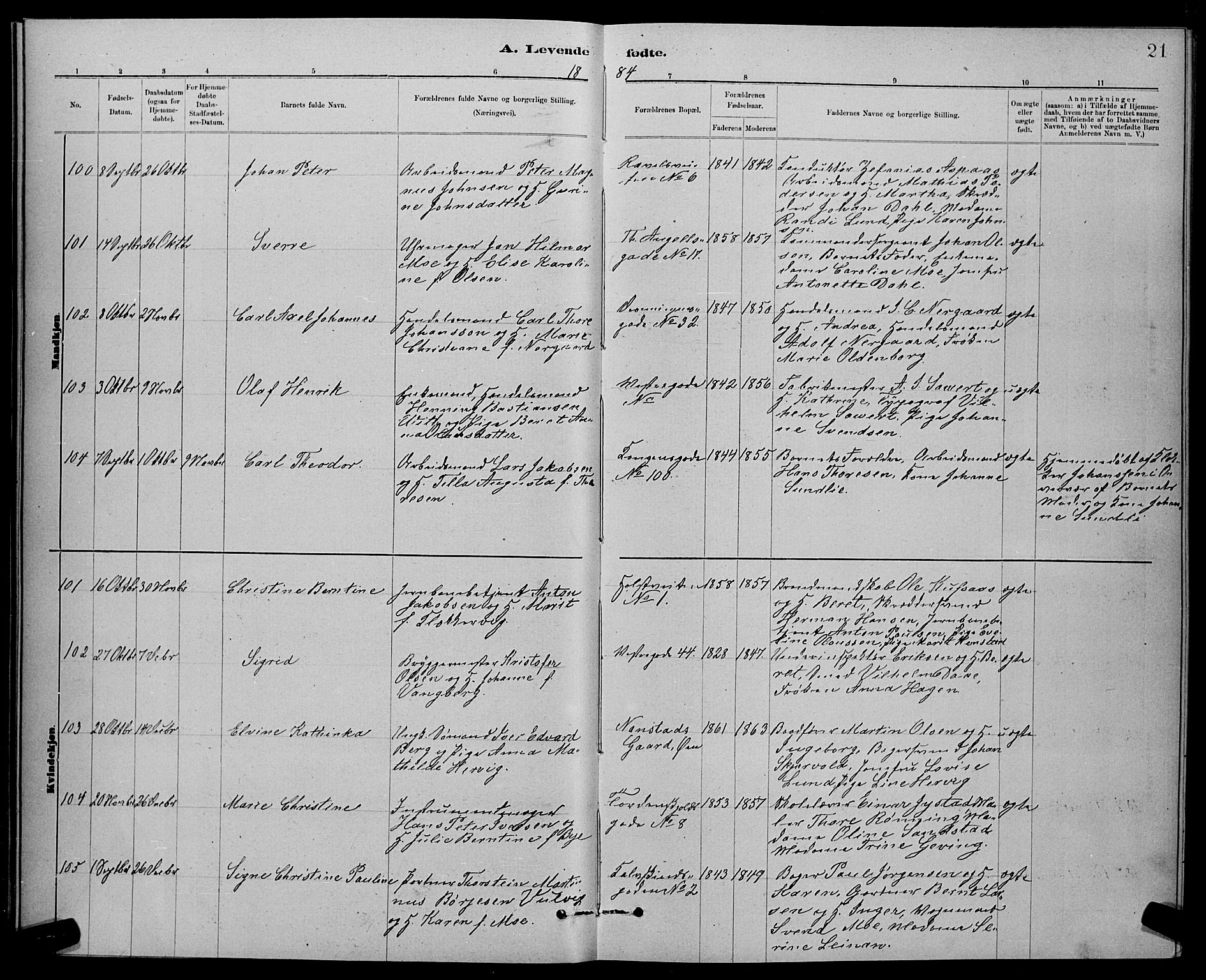 Ministerialprotokoller, klokkerbøker og fødselsregistre - Sør-Trøndelag, AV/SAT-A-1456/601/L0092: Parish register (copy) no. 601C10, 1884-1897, p. 21