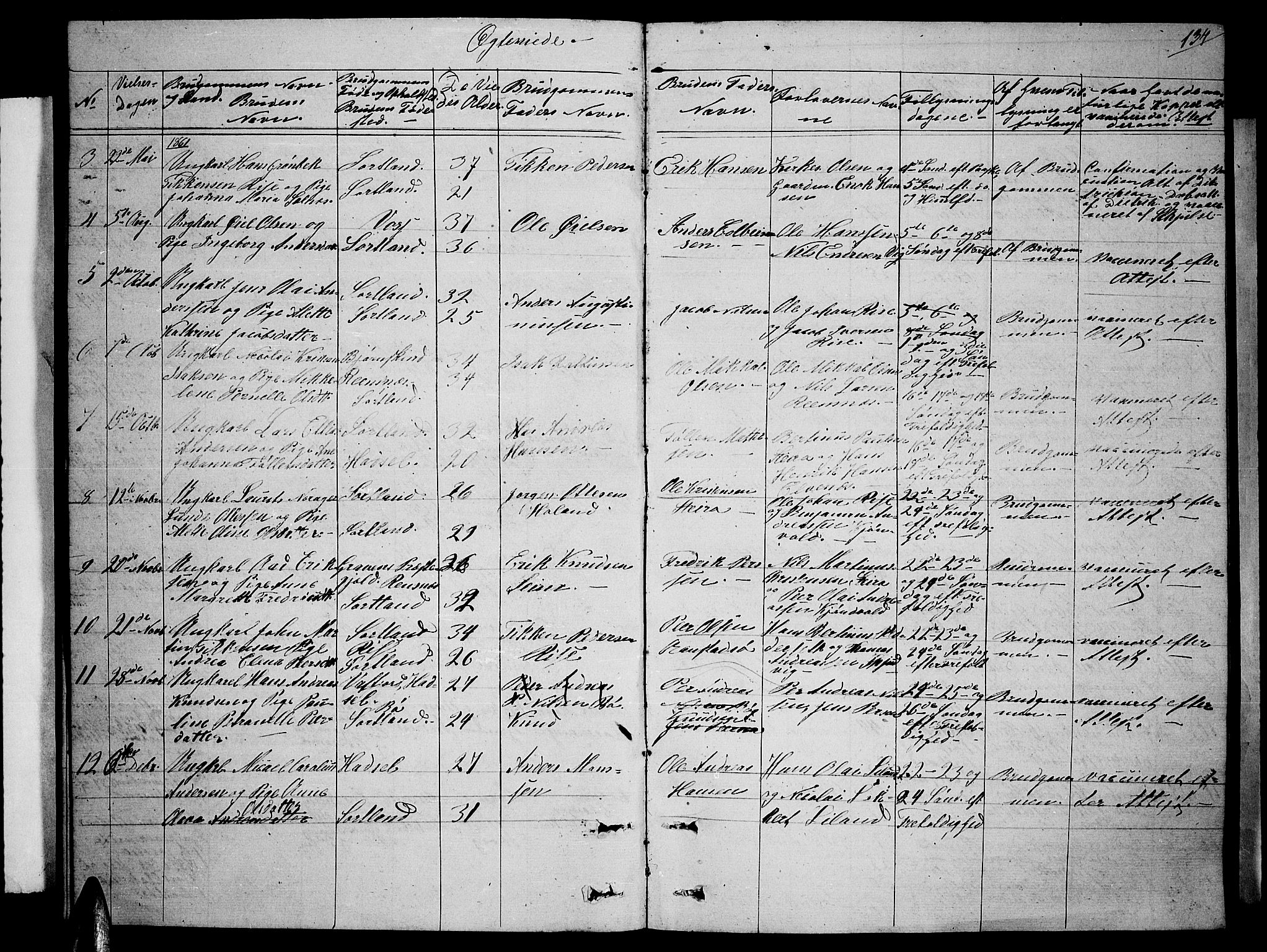 Ministerialprotokoller, klokkerbøker og fødselsregistre - Nordland, AV/SAT-A-1459/895/L1380: Parish register (copy) no. 895C02, 1857-1863, p. 134