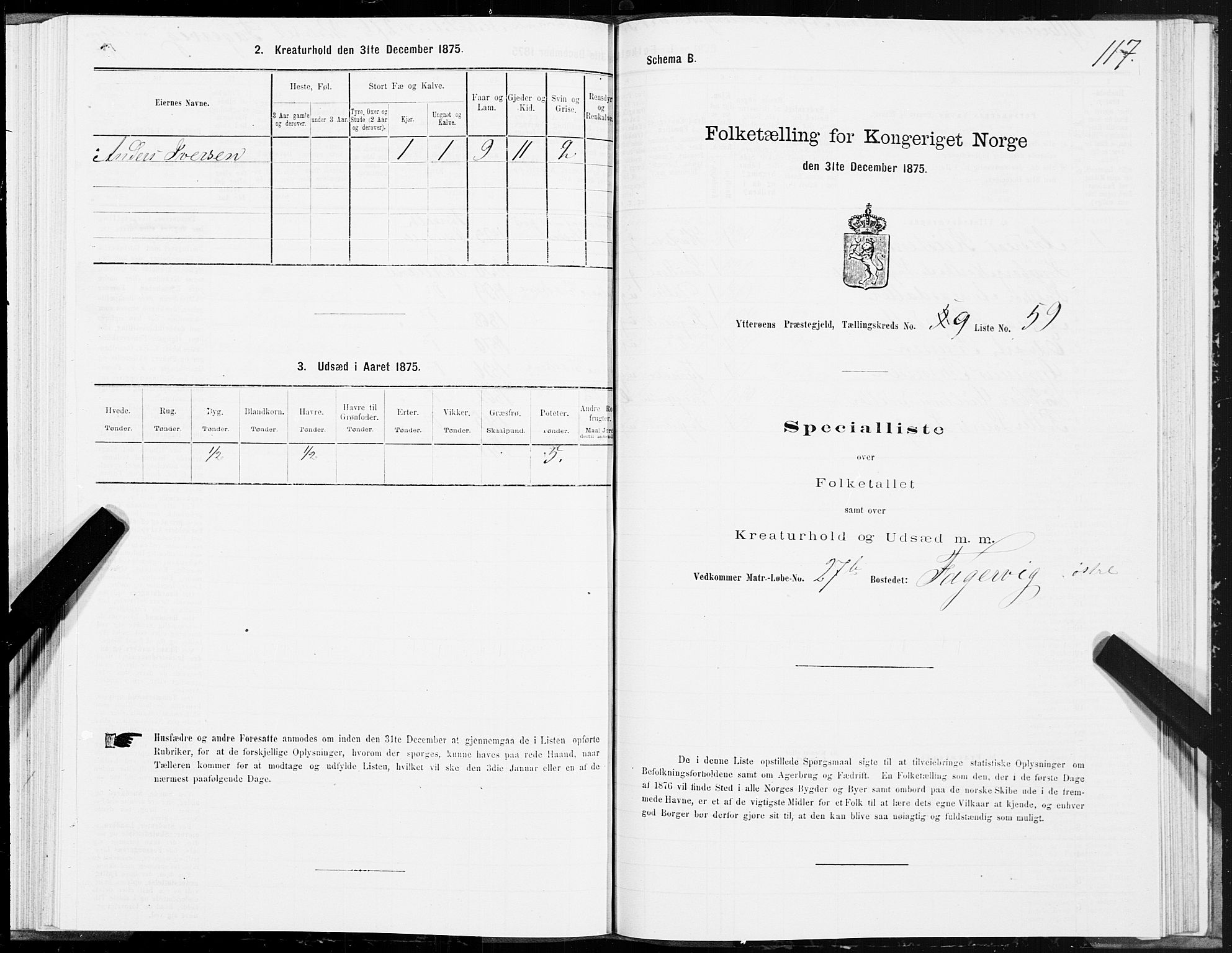 SAT, 1875 census for 1722P Ytterøy, 1875, p. 5117