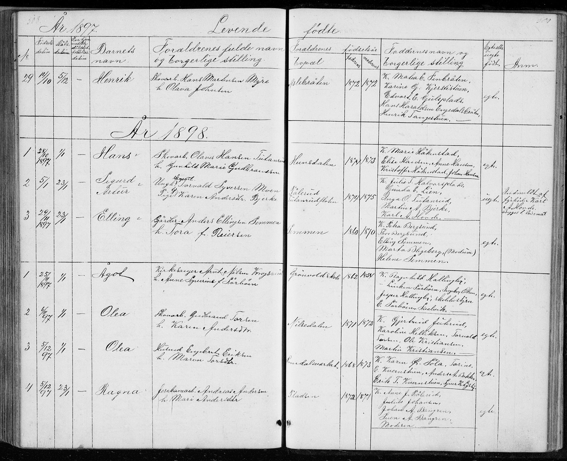 Ådal kirkebøker, SAKO/A-248/G/Gc/L0001: Parish register (copy) no. III 1, 1862-1898, p. 508-509