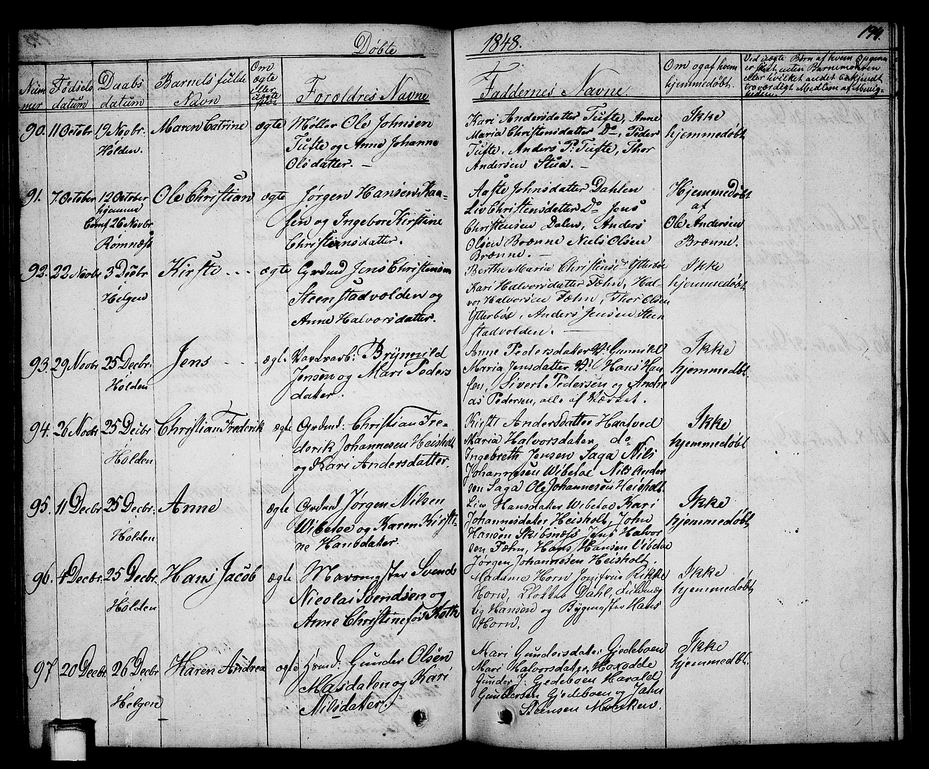 Holla kirkebøker, AV/SAKO-A-272/G/Ga/L0002: Parish register (copy) no. I 2, 1830-1848, p. 194