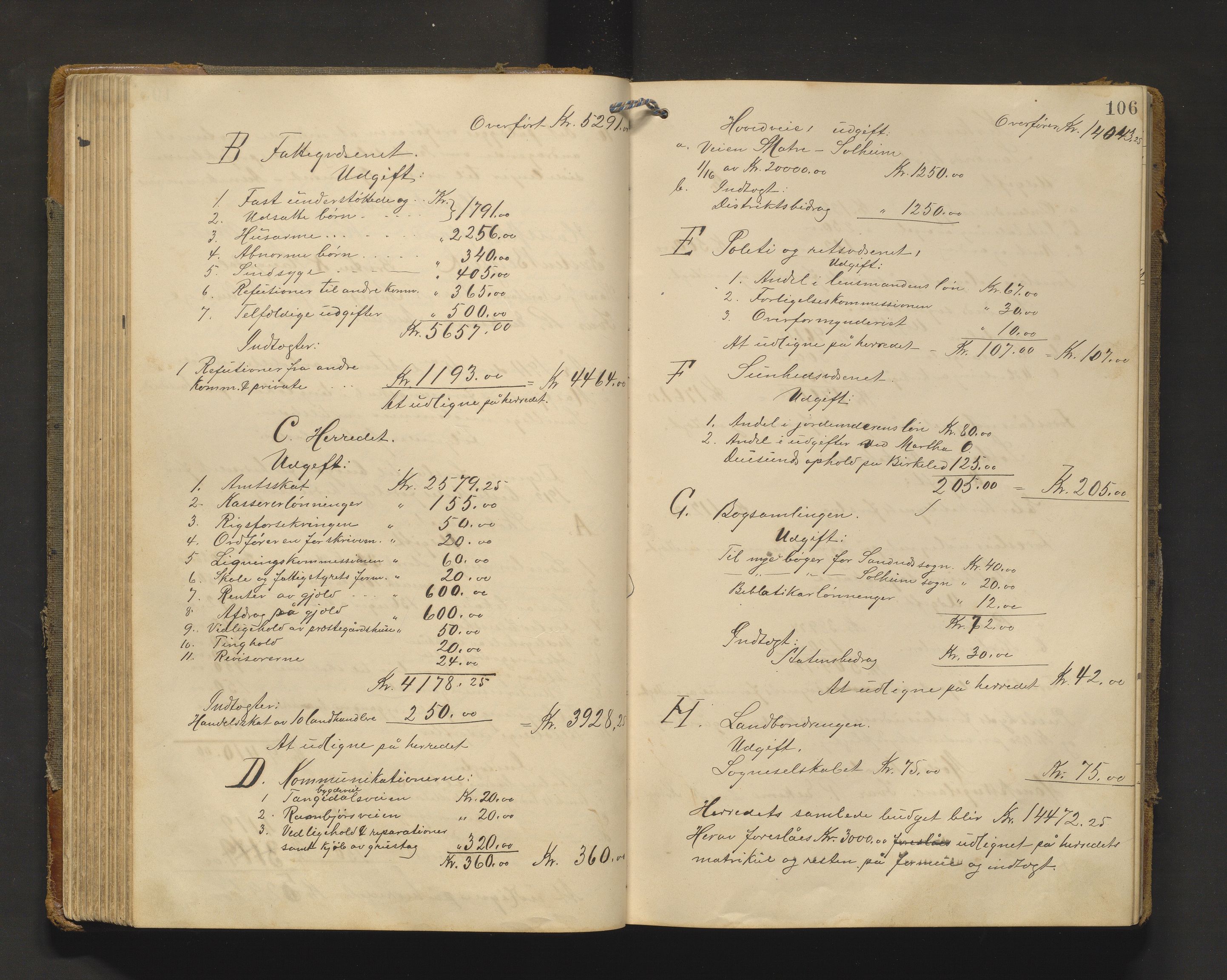 Masfjorden kommune. Formannskapet, IKAH/1266-021/A/Aa/L0002: Møtebok for Masfjorden formannskap og heradsstyre, 1904-1921, p. 106