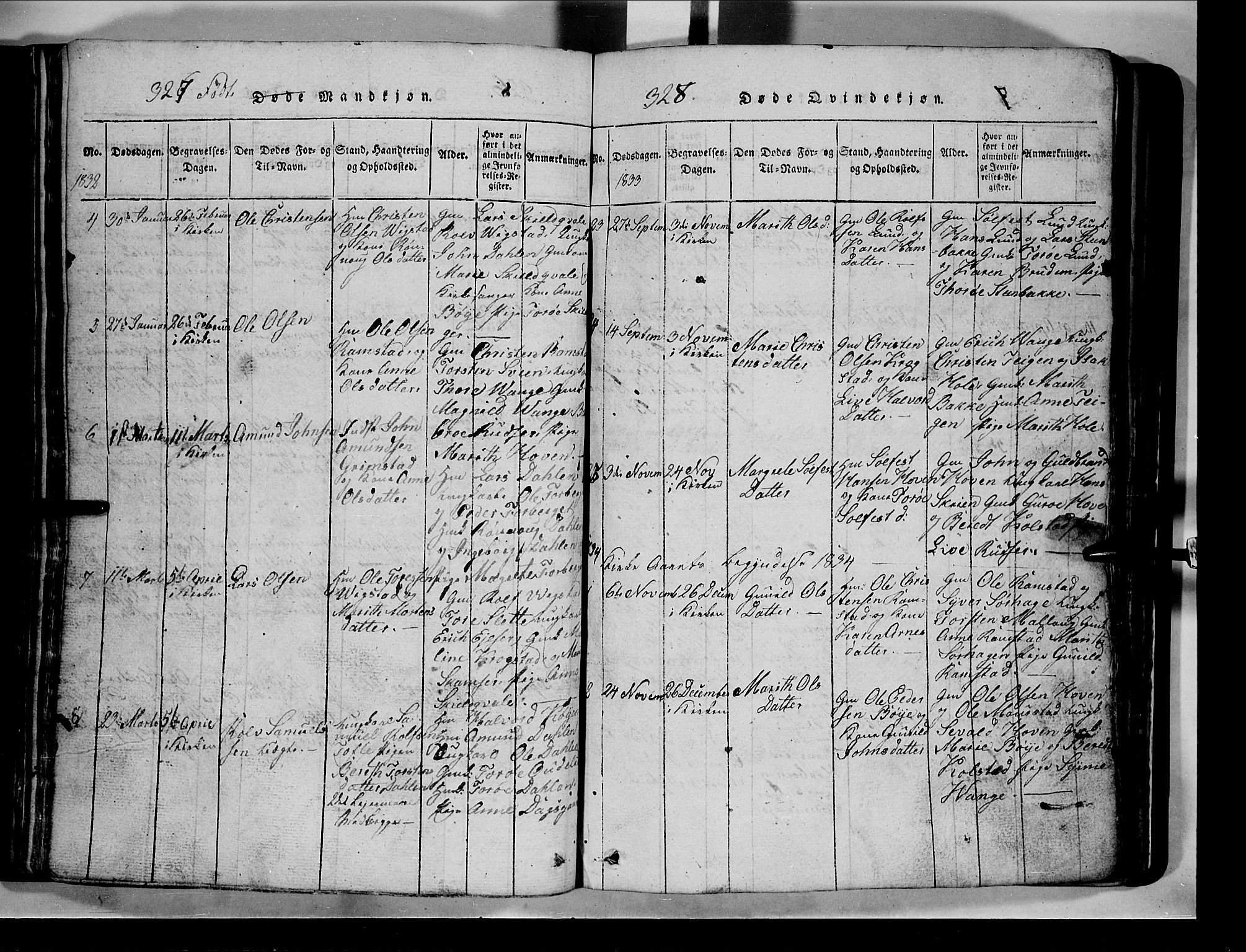 Lom prestekontor, SAH/PREST-070/L/L0003: Parish register (copy) no. 3, 1815-1844, p. 327-328