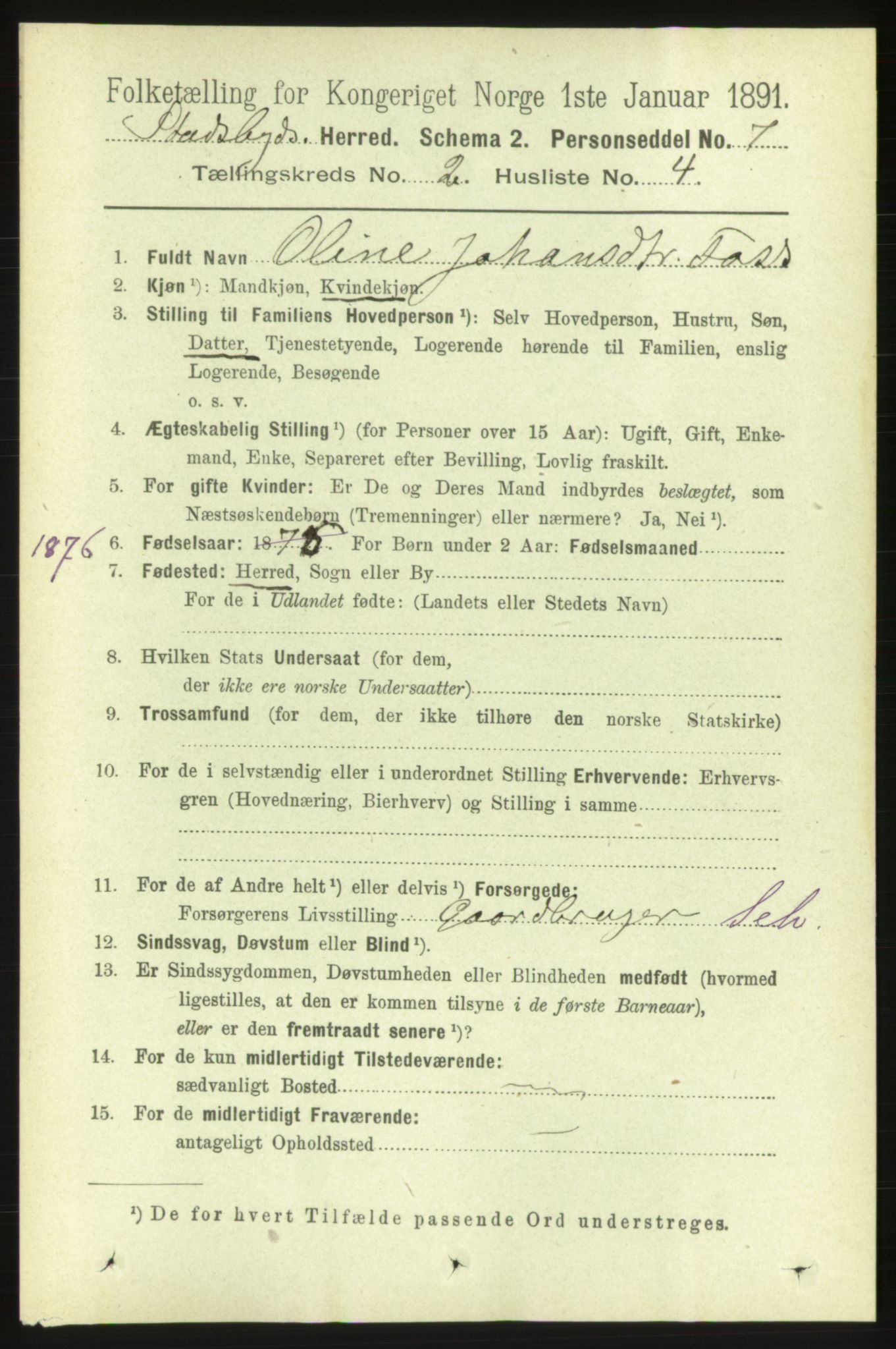 RA, 1891 census for 1625 Stadsbygd, 1891, p. 805