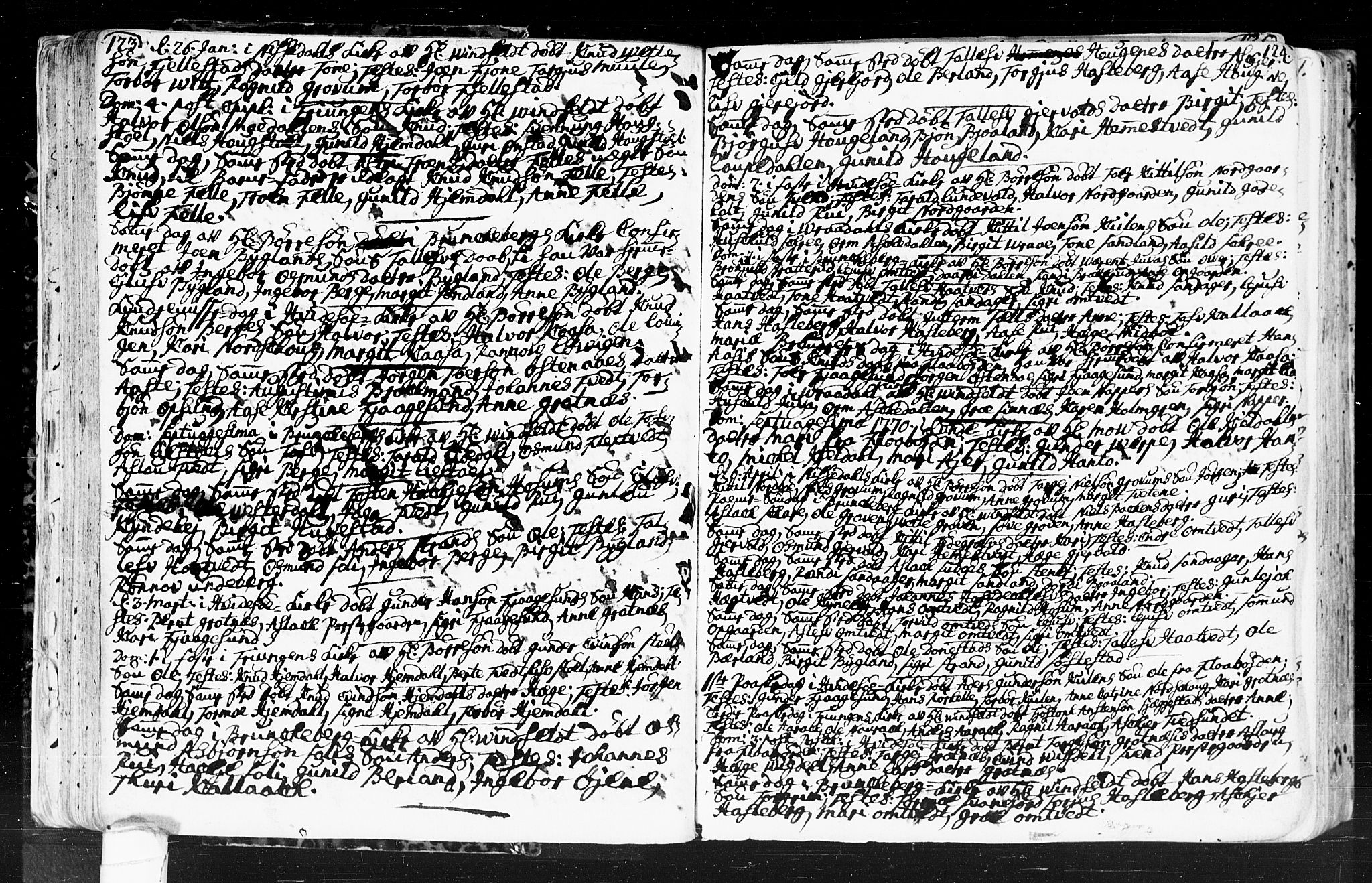 Kviteseid kirkebøker, SAKO/A-276/F/Fa/L0001: Parish register (official) no. I 1, 1754-1773, p. 123-124