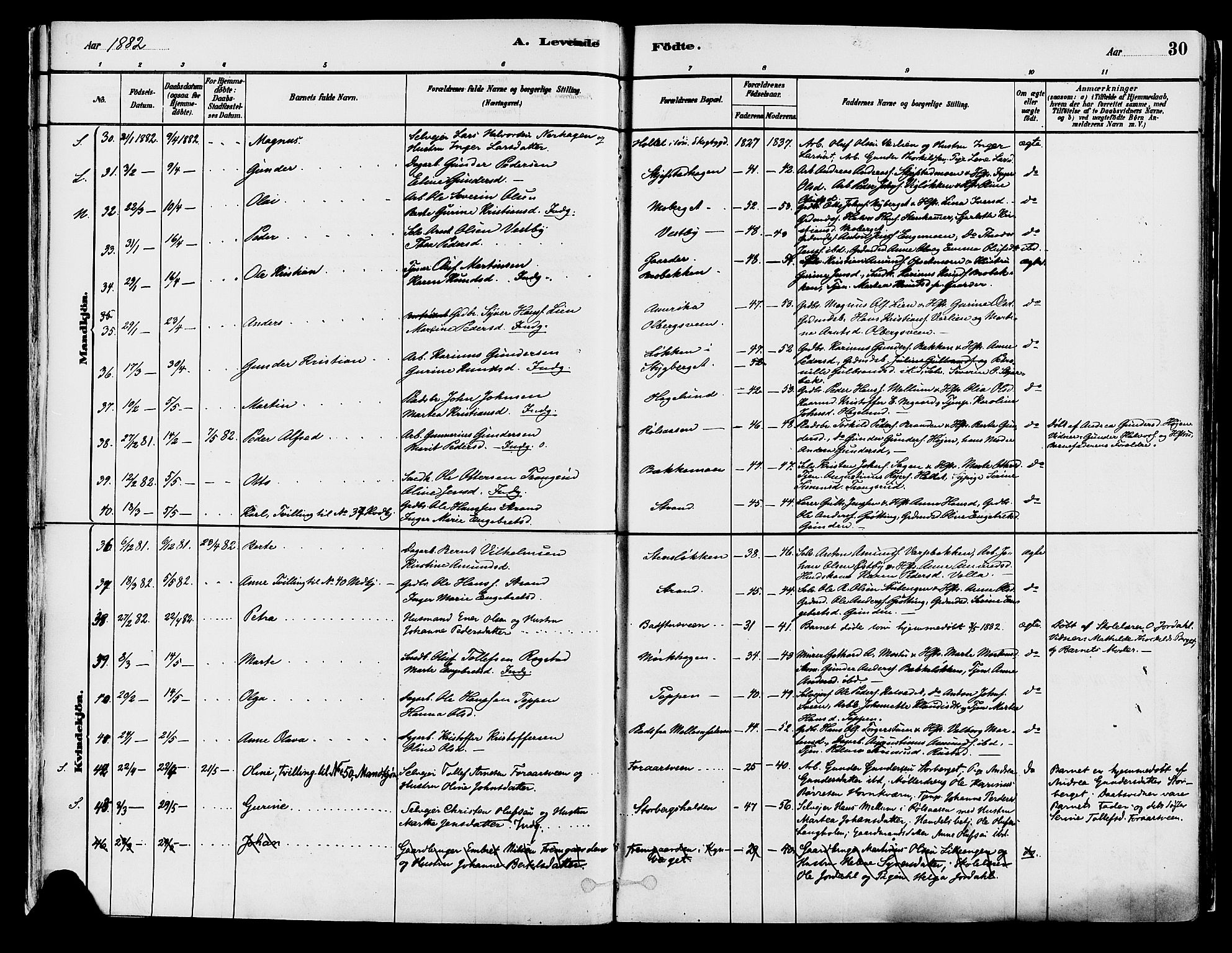 Elverum prestekontor, AV/SAH-PREST-044/H/Ha/Haa/L0013: Parish register (official) no. 13, 1880-1890, p. 30