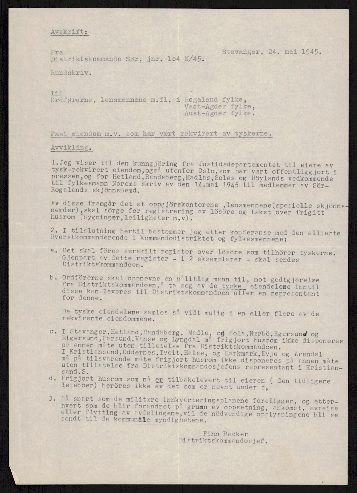 Forsvarsdepartementet, 10. kontor / Oppgjørskontoret, RA/RAFA-1225/D/Db/L0178: Lista oppgjørskontor, 1941-1947, p. 1205