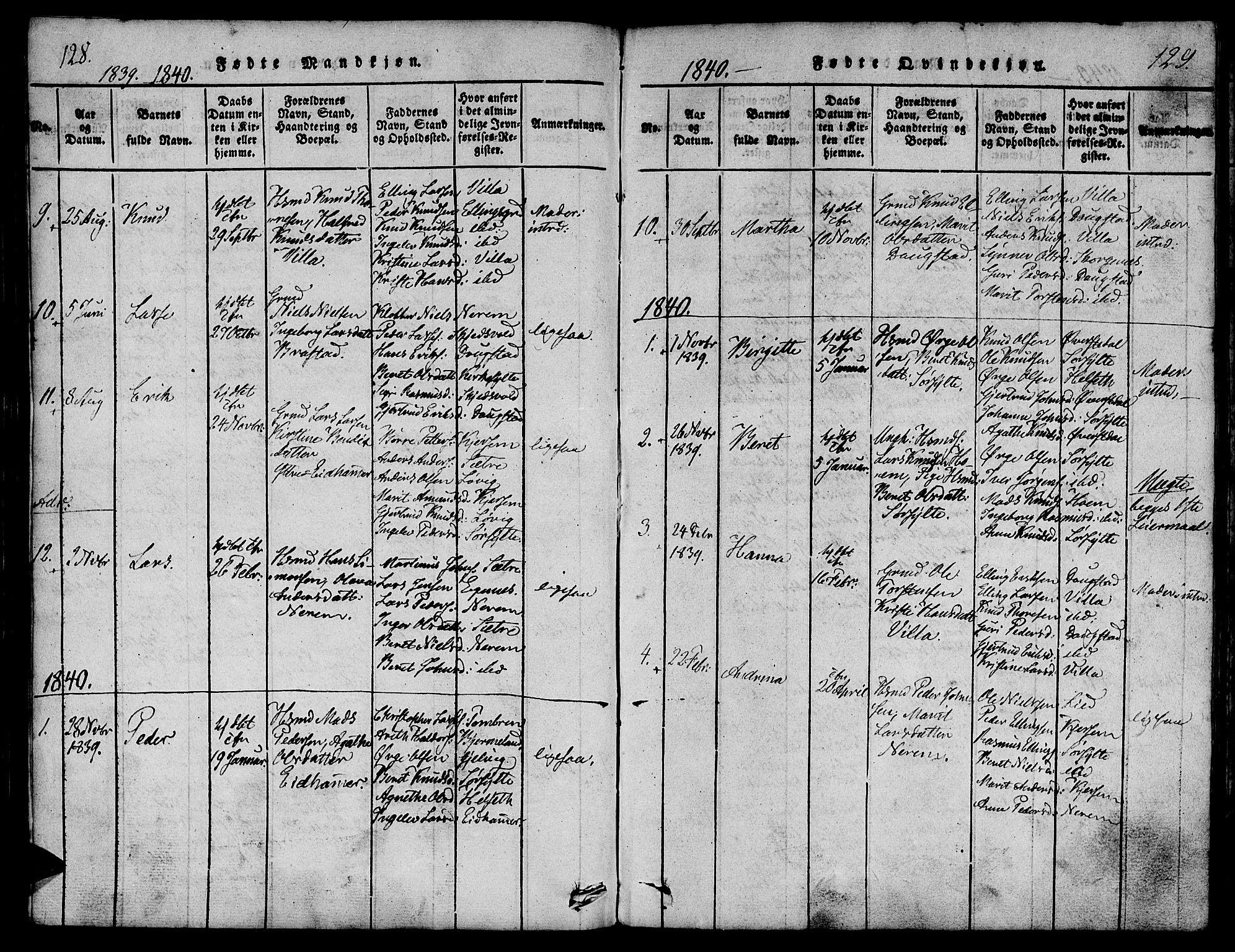 Ministerialprotokoller, klokkerbøker og fødselsregistre - Møre og Romsdal, AV/SAT-A-1454/541/L0544: Parish register (official) no. 541A01, 1818-1847, p. 128-129