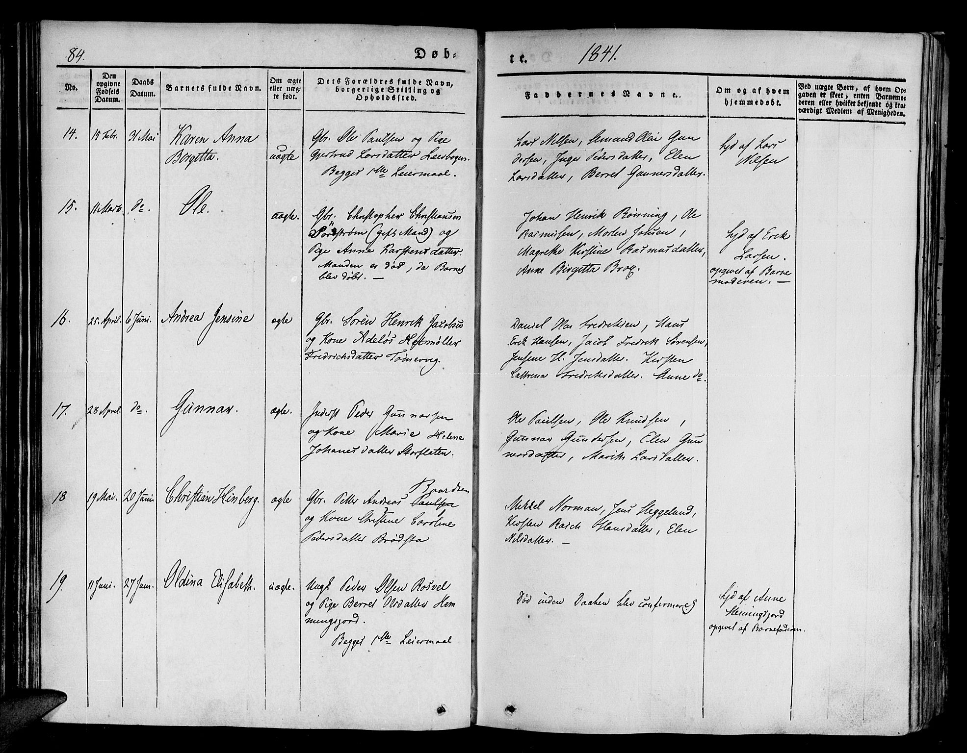 Tranøy sokneprestkontor, AV/SATØ-S-1313/I/Ia/Iaa/L0005kirke: Parish register (official) no. 5, 1829-1844, p. 84