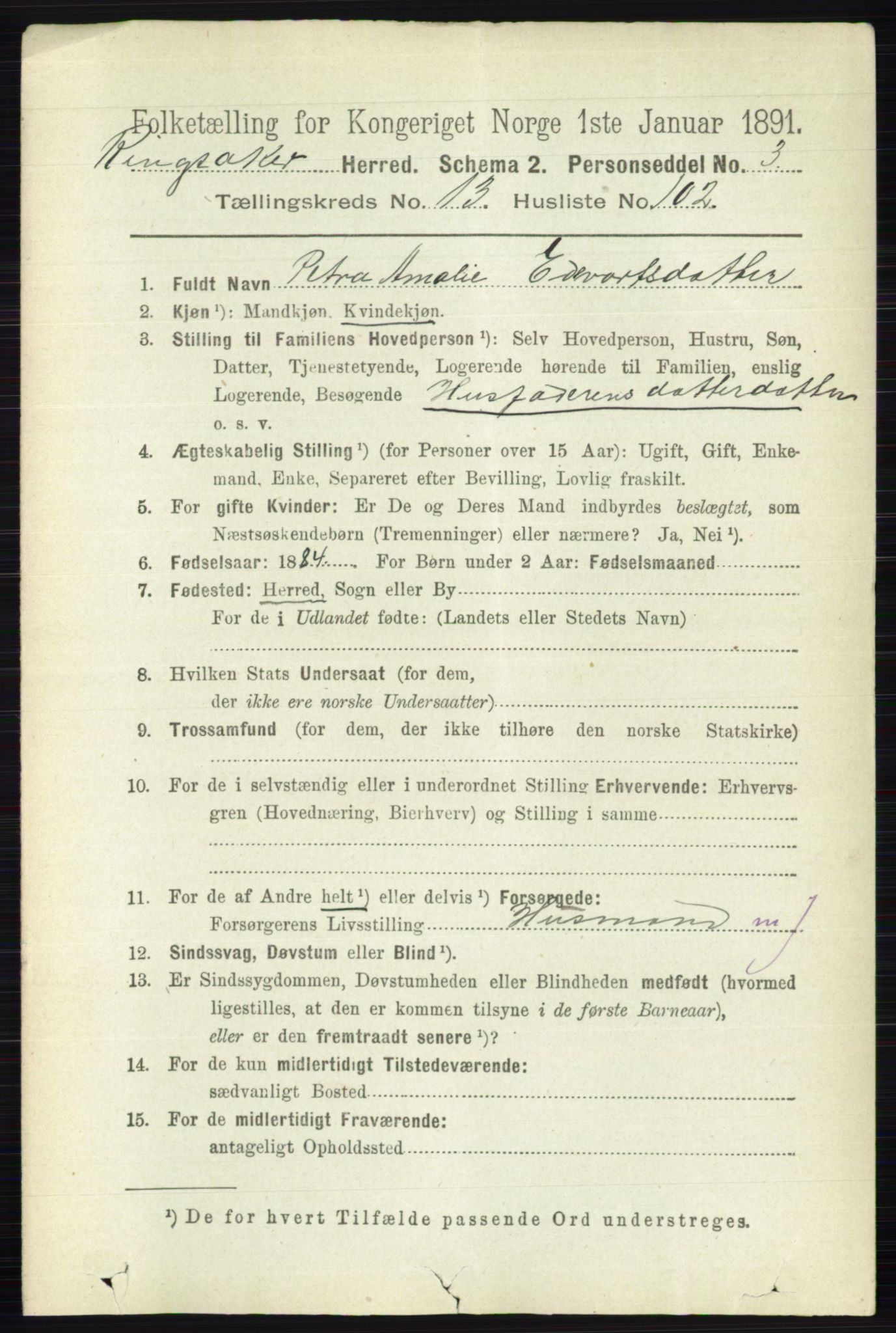 RA, 1891 census for 0412 Ringsaker, 1891, p. 7763