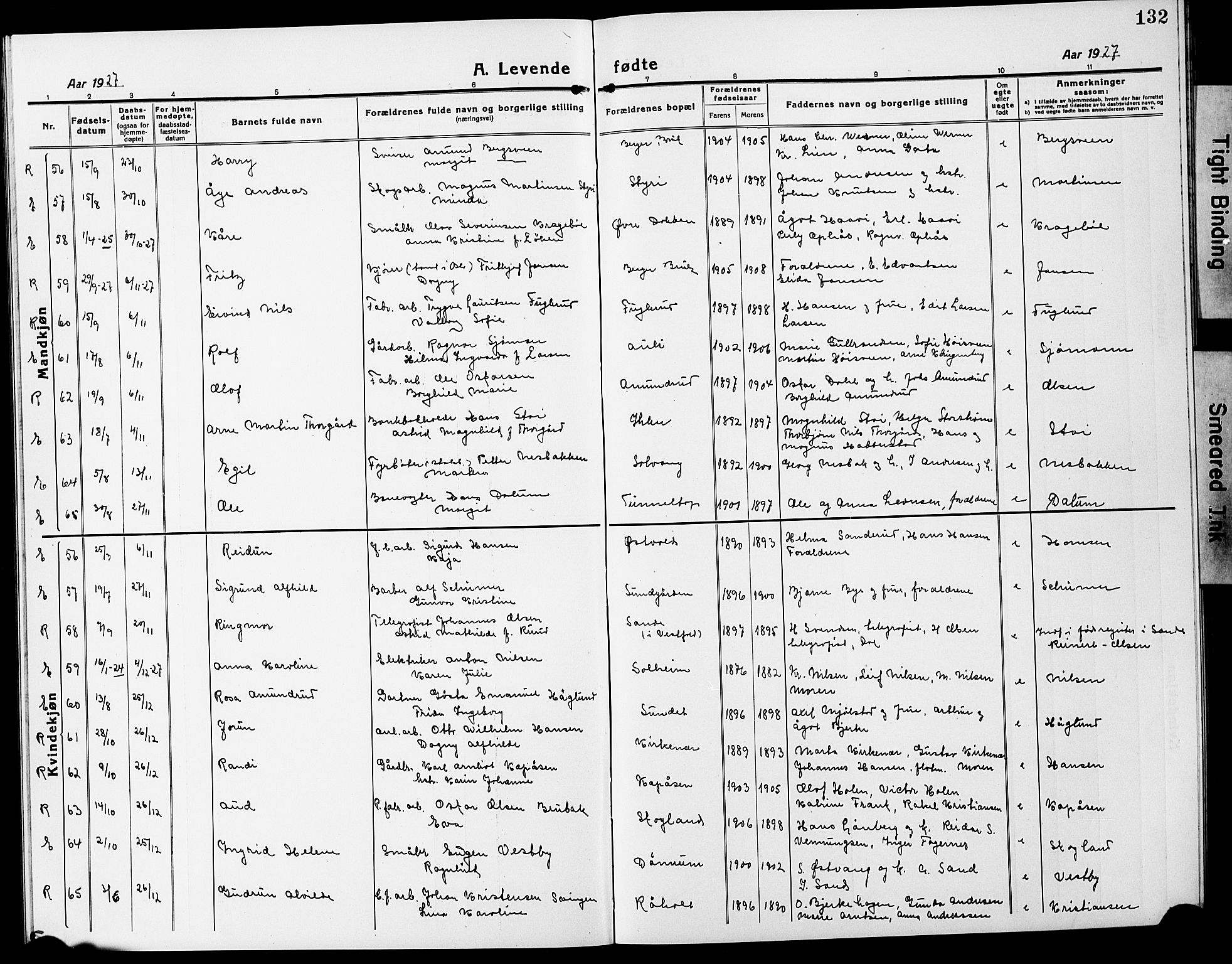 Eidsvoll prestekontor Kirkebøker, AV/SAO-A-10888/G/Ga/L0010: Parish register (copy) no. I 10, 1919-1929, p. 132