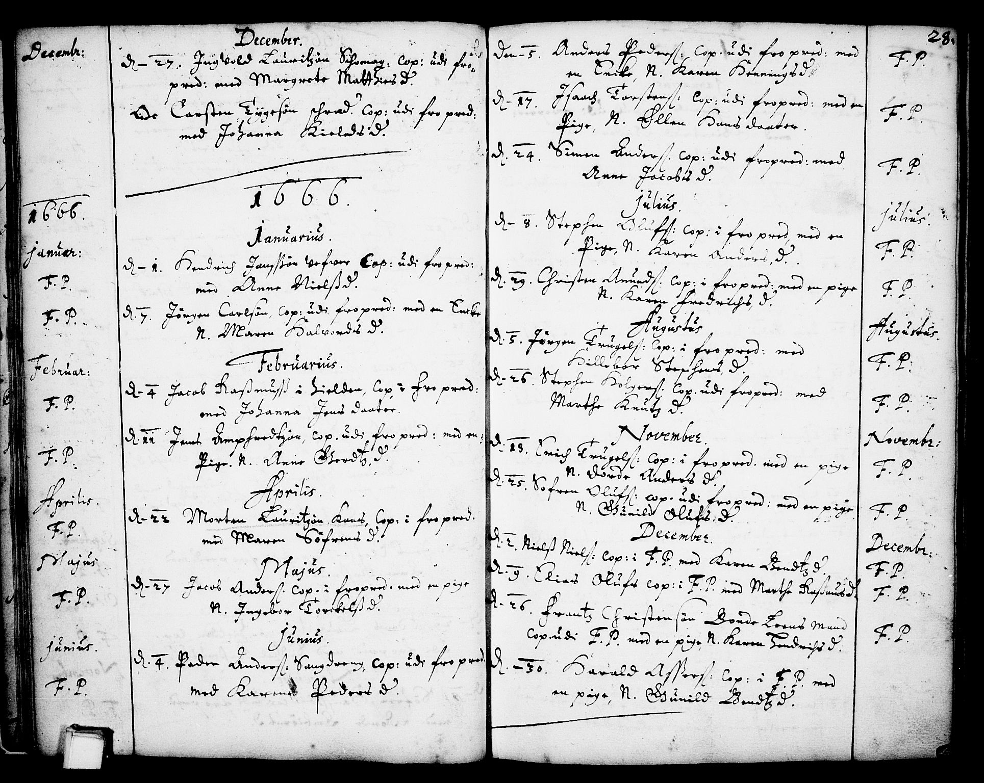 Skien kirkebøker, SAKO/A-302/F/Fa/L0001: Parish register (official) no. 1, 1659-1679, p. 28