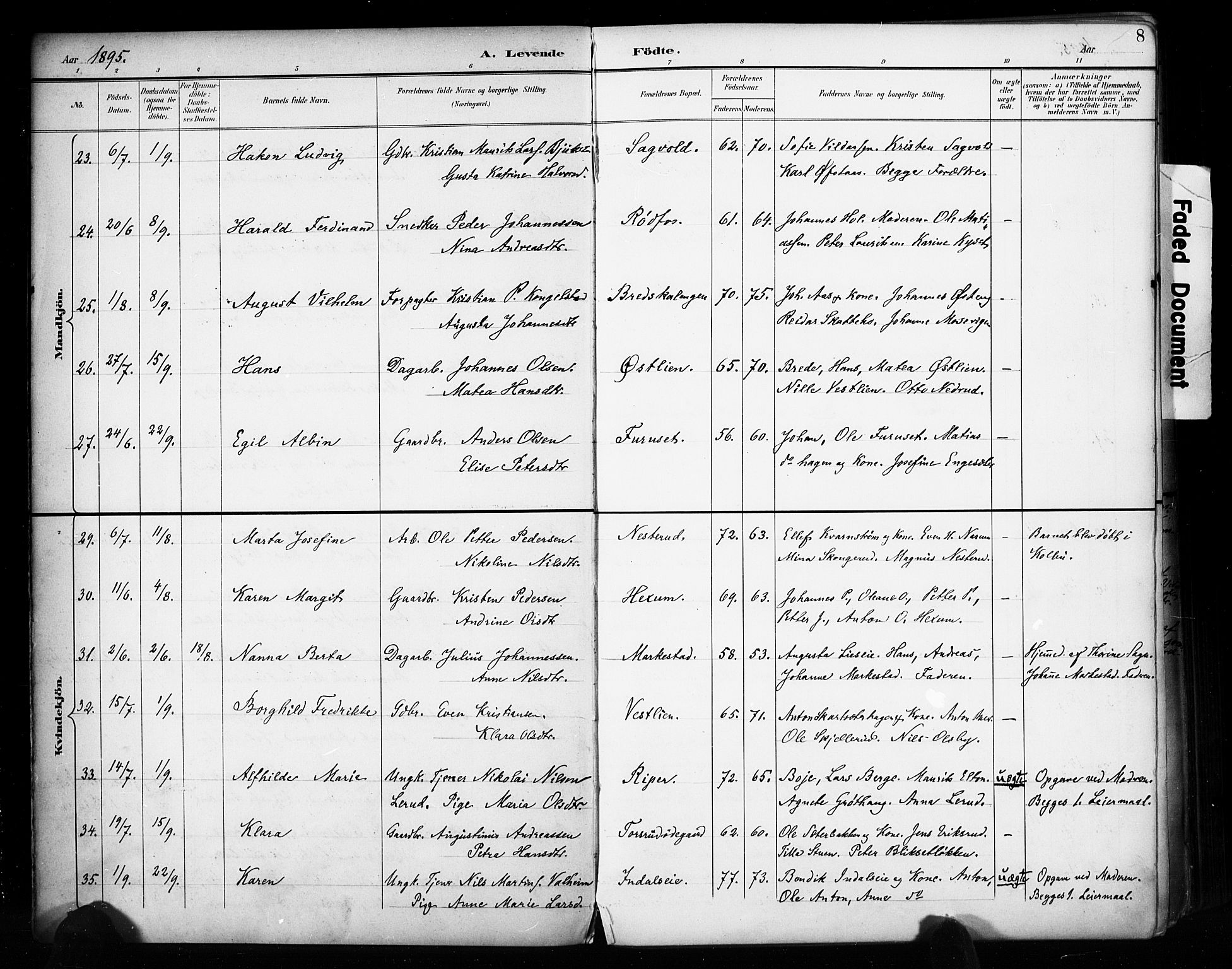 Vestre Toten prestekontor, AV/SAH-PREST-108/H/Ha/Haa/L0011: Parish register (official) no. 11, 1895-1906, p. 8