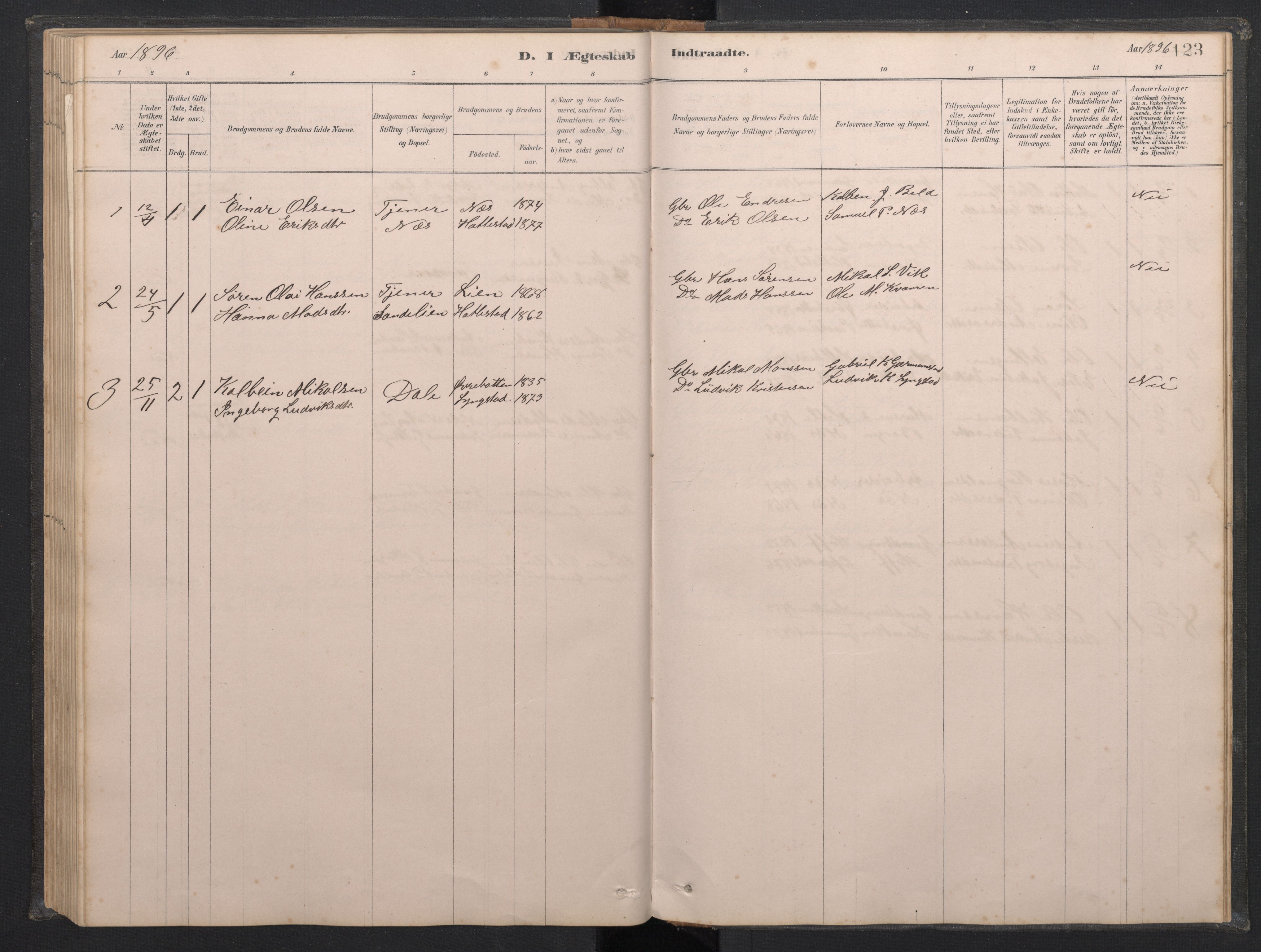 Gaular sokneprestembete, SAB/A-80001/H/Hab: Parish register (copy) no. C 3, 1878-1897, p. 122b-123a