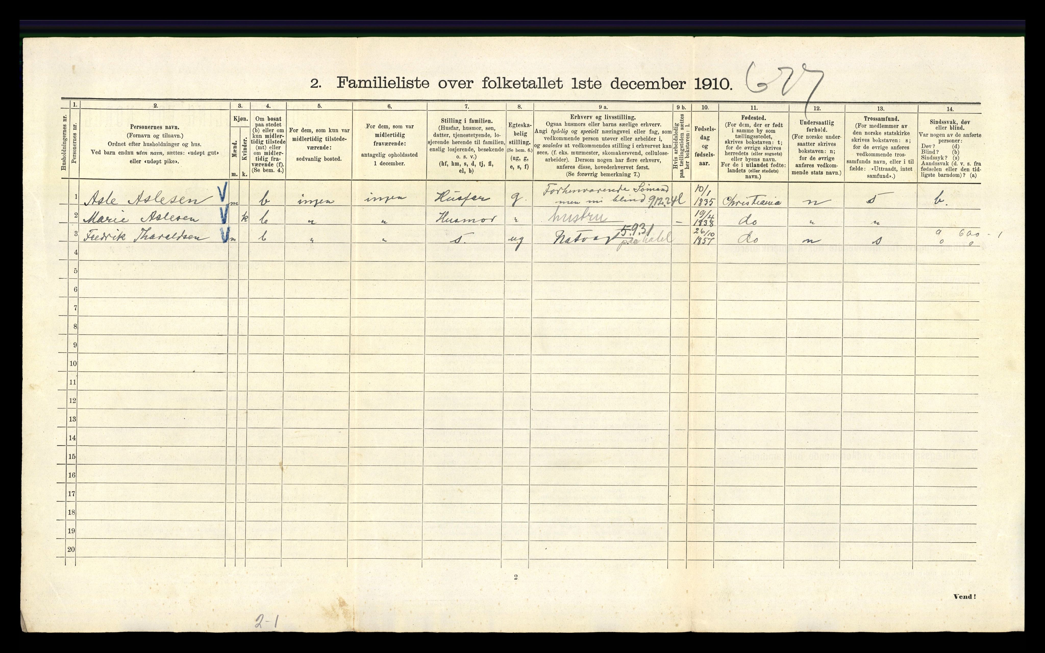 RA, 1910 census for Kristiania, 1910, p. 20800