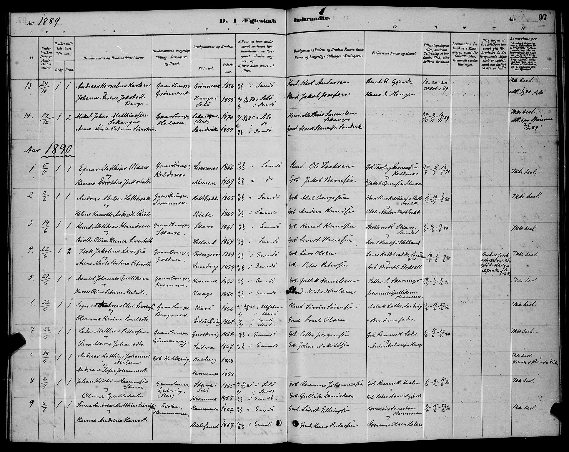 Ministerialprotokoller, klokkerbøker og fødselsregistre - Møre og Romsdal, AV/SAT-A-1454/503/L0048: Parish register (copy) no. 503C03, 1885-1893, p. 97