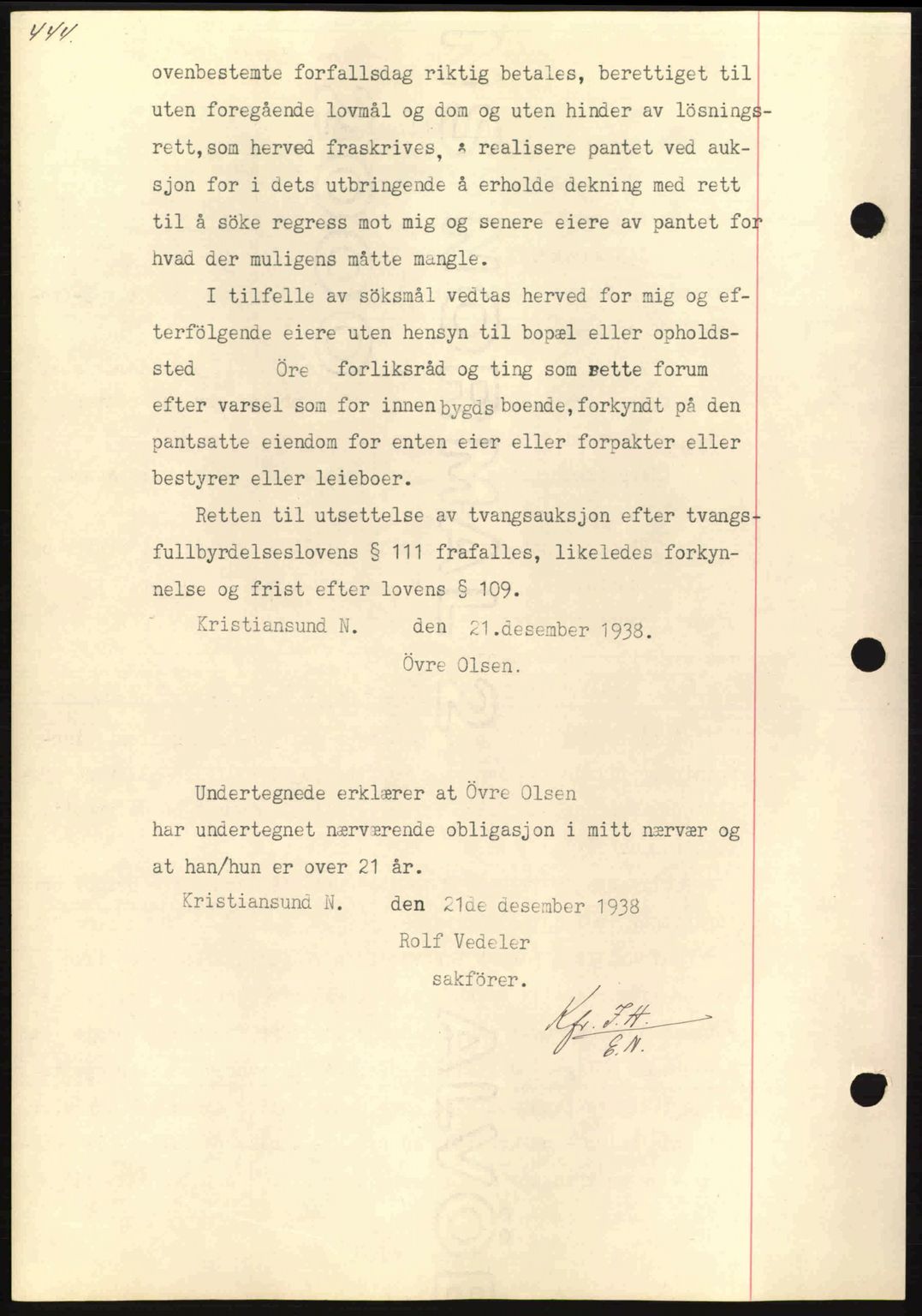 Nordmøre sorenskriveri, AV/SAT-A-4132/1/2/2Ca: Mortgage book no. B84, 1938-1939, Diary no: : 3001/1938