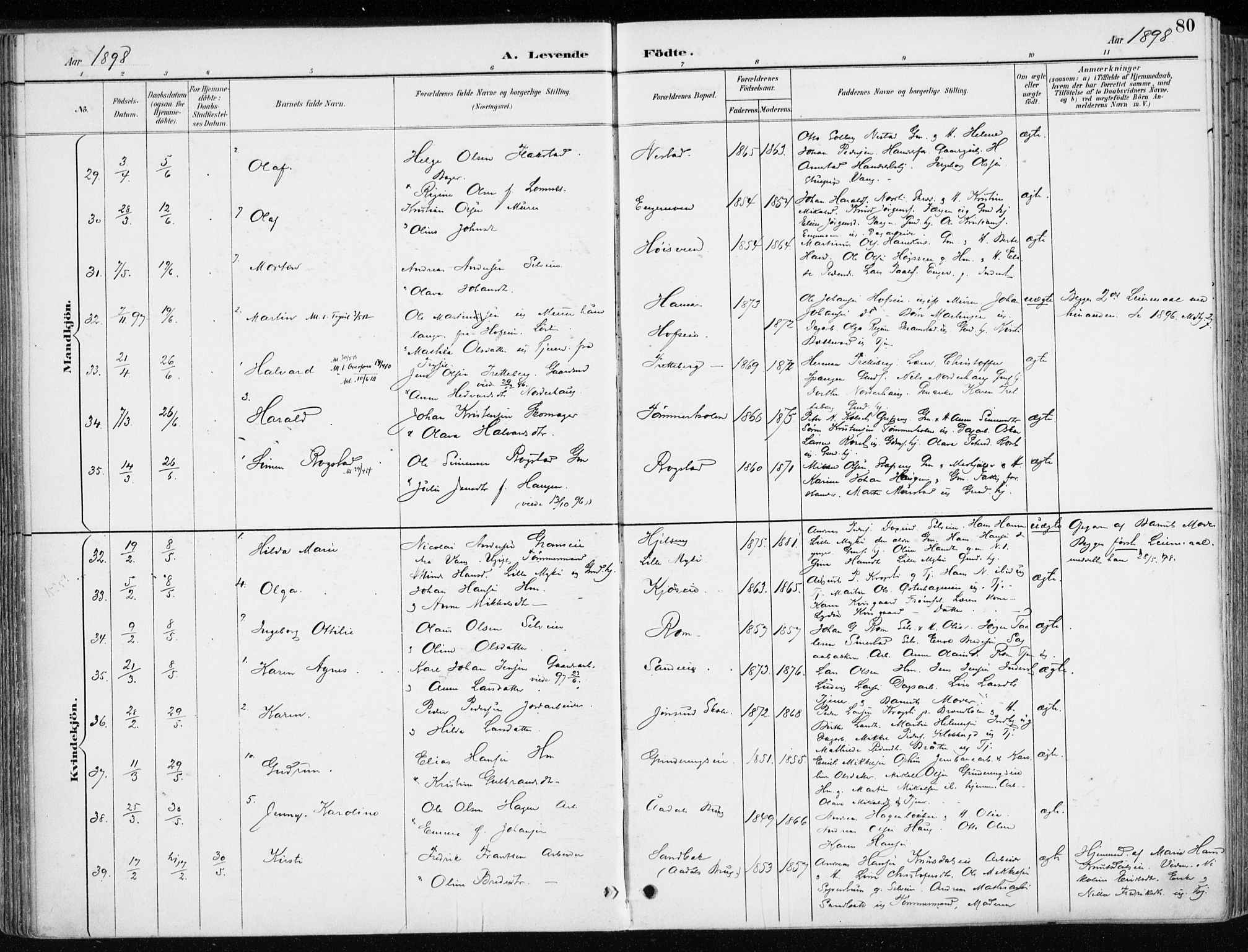 Løten prestekontor, AV/SAH-PREST-022/K/Ka/L0010: Parish register (official) no. 10, 1892-1907, p. 80