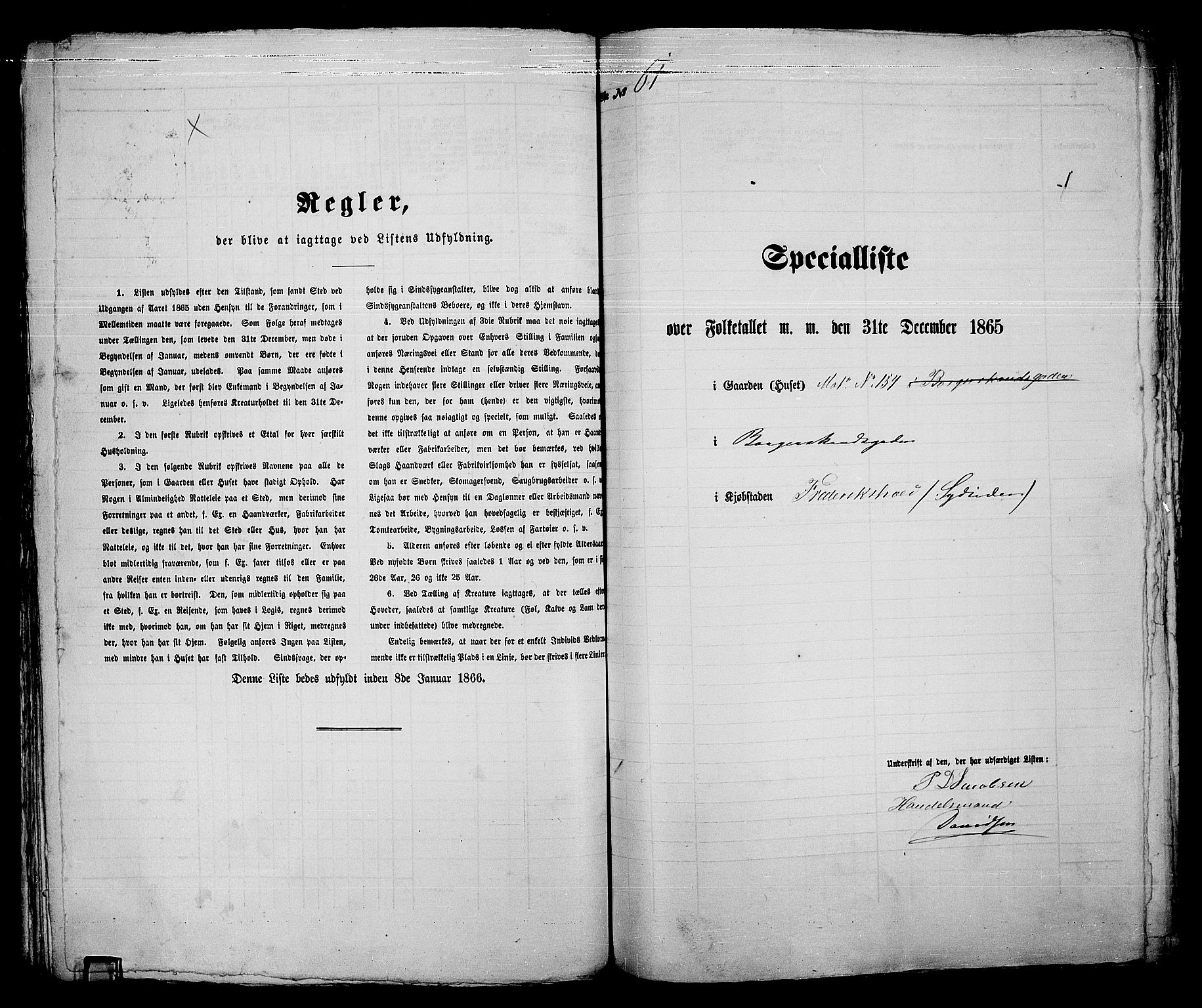 RA, 1865 census for Fredrikshald, 1865, p. 129