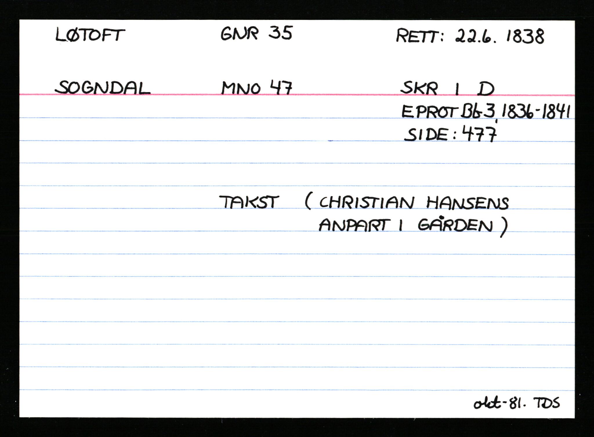 Statsarkivet i Stavanger, AV/SAST-A-101971/03/Y/Ym/L0037: Åstedskort sortert etter gårdsnavn: Lædre - Mauland, 1600-1950, p. 196