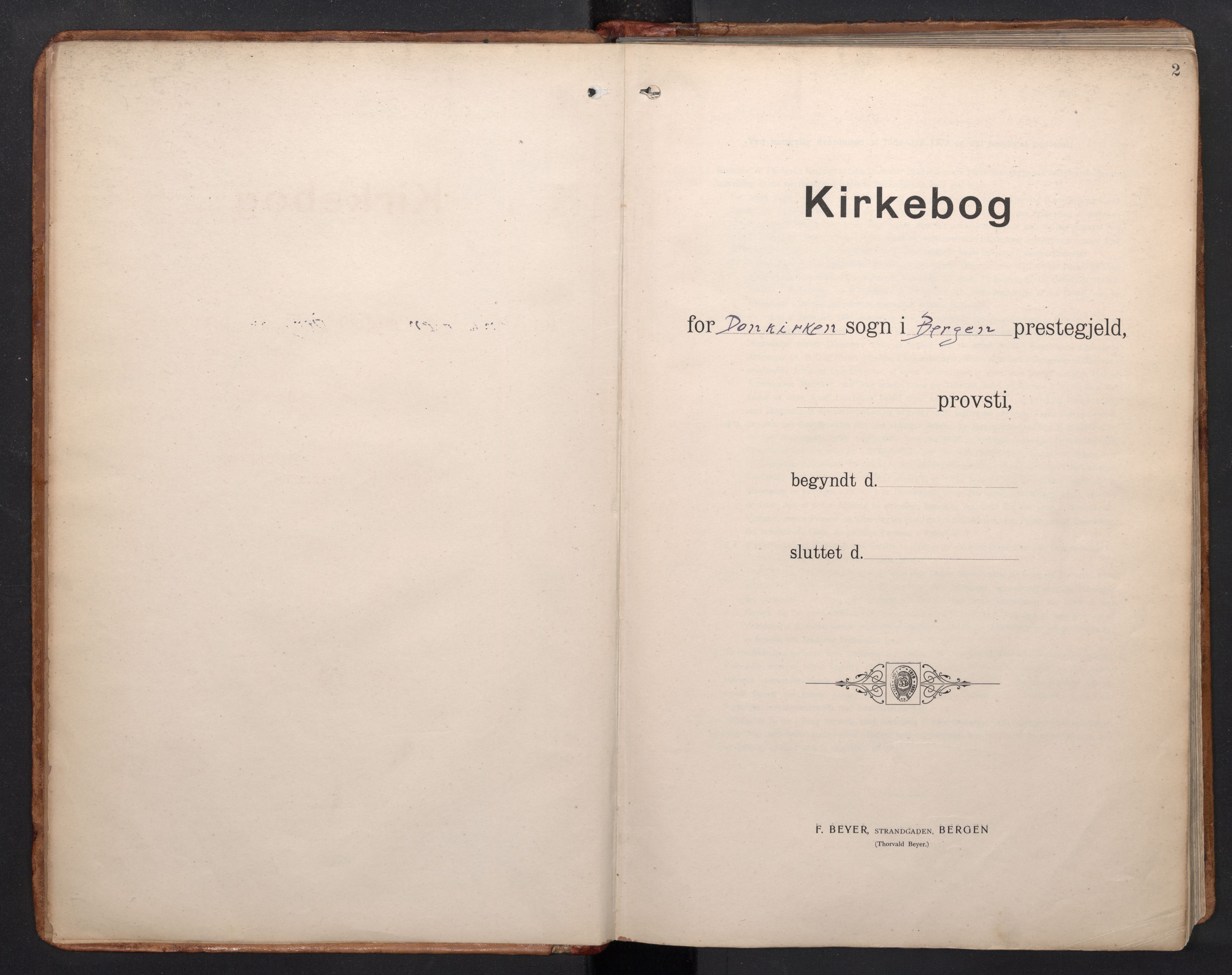 Domkirken sokneprestembete, SAB/A-74801/H/Haa: Parish register (official) no. I 2, 1909-2002, p. 1b-2a