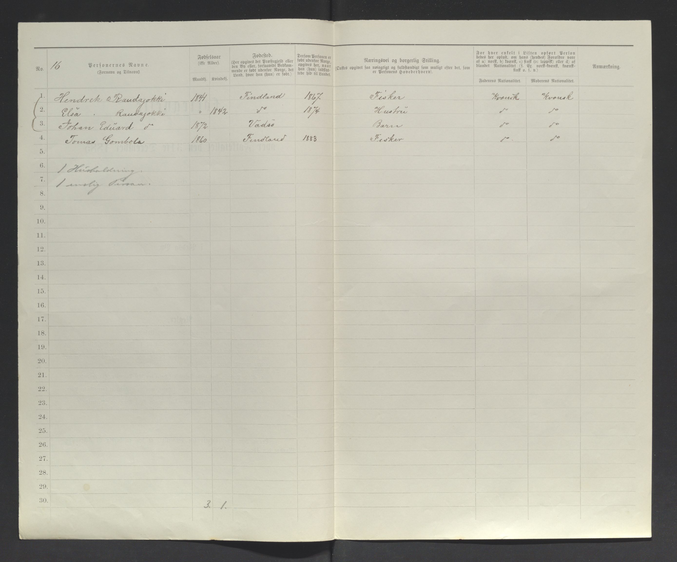 SATØ, 1885 census for 2003 Vadsø, 1885, p. 200b