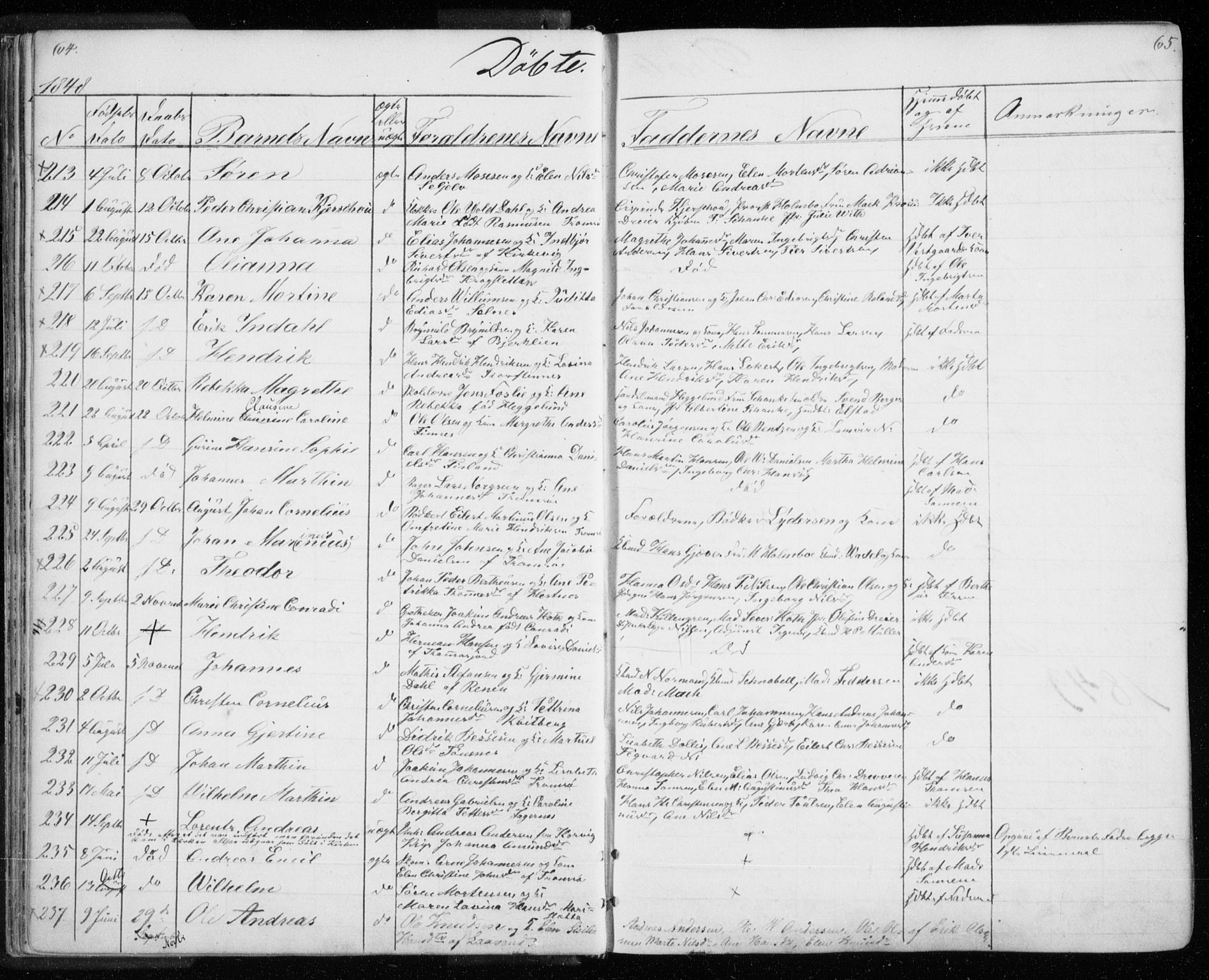 Tromsø sokneprestkontor/stiftsprosti/domprosti, SATØ/S-1343/G/Gb/L0005klokker: Parish register (copy) no. 5, 1846-1857, p. 64-65