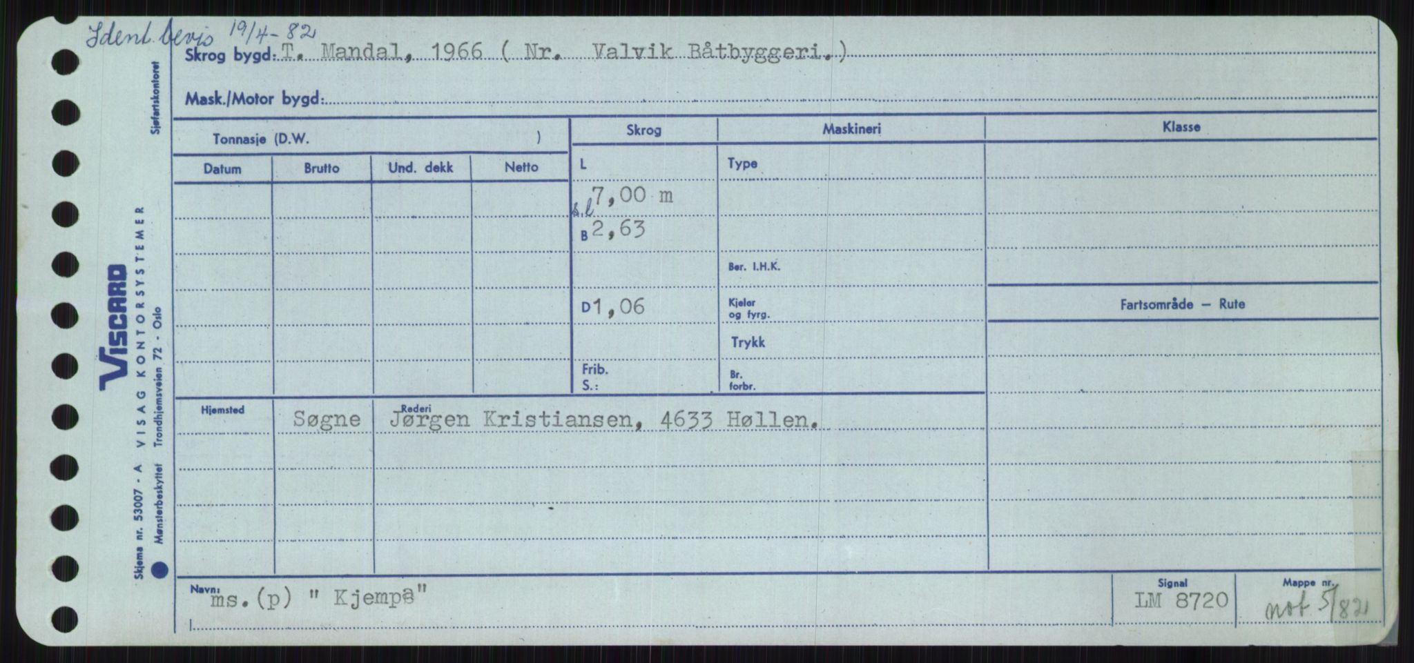 Sjøfartsdirektoratet med forløpere, Skipsmålingen, RA/S-1627/H/Ha/L0003/0001: Fartøy, Hilm-Mar / Fartøy, Hilm-Kol, p. 775