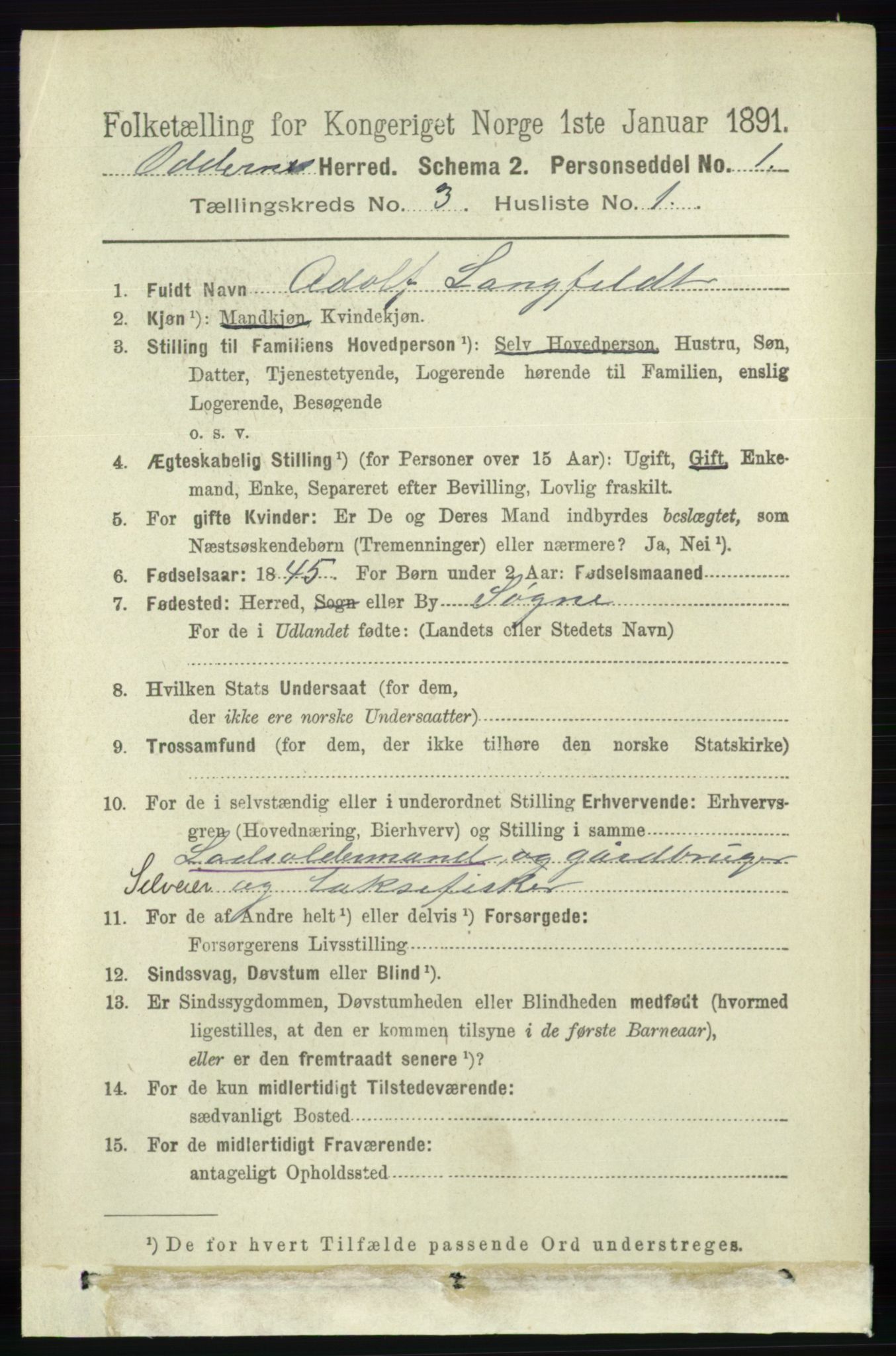 RA, 1891 census for 1012 Oddernes, 1891, p. 824