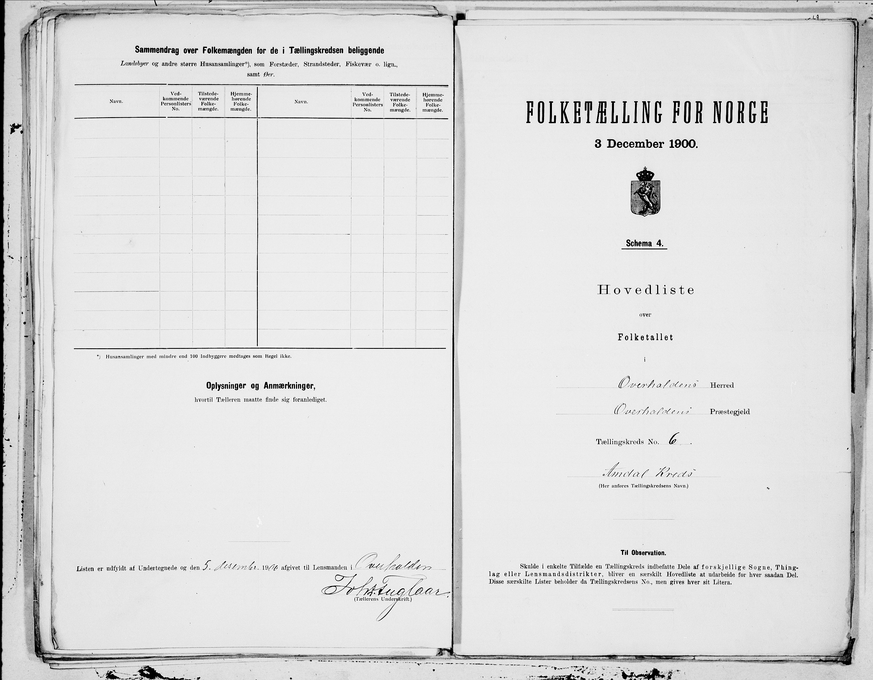 SAT, 1900 census for Overhalla, 1900, p. 12