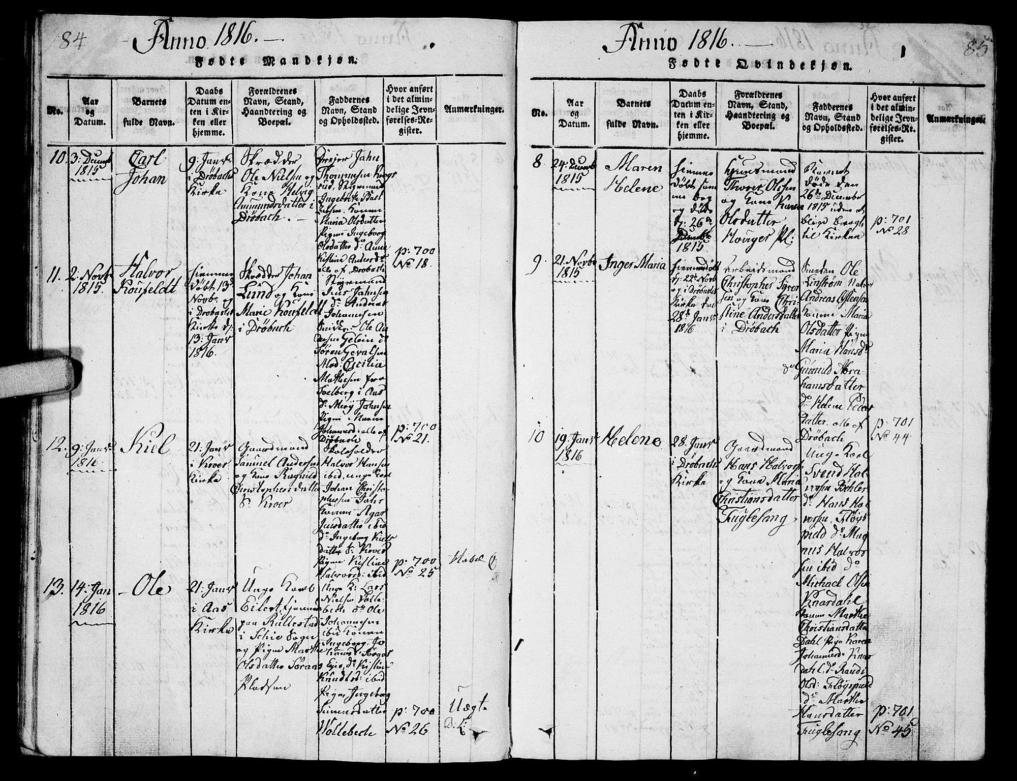 Ås prestekontor Kirkebøker, AV/SAO-A-10894/G/Ga/L0001: Parish register (copy) no. I 1, 1814-1820, p. 84-85