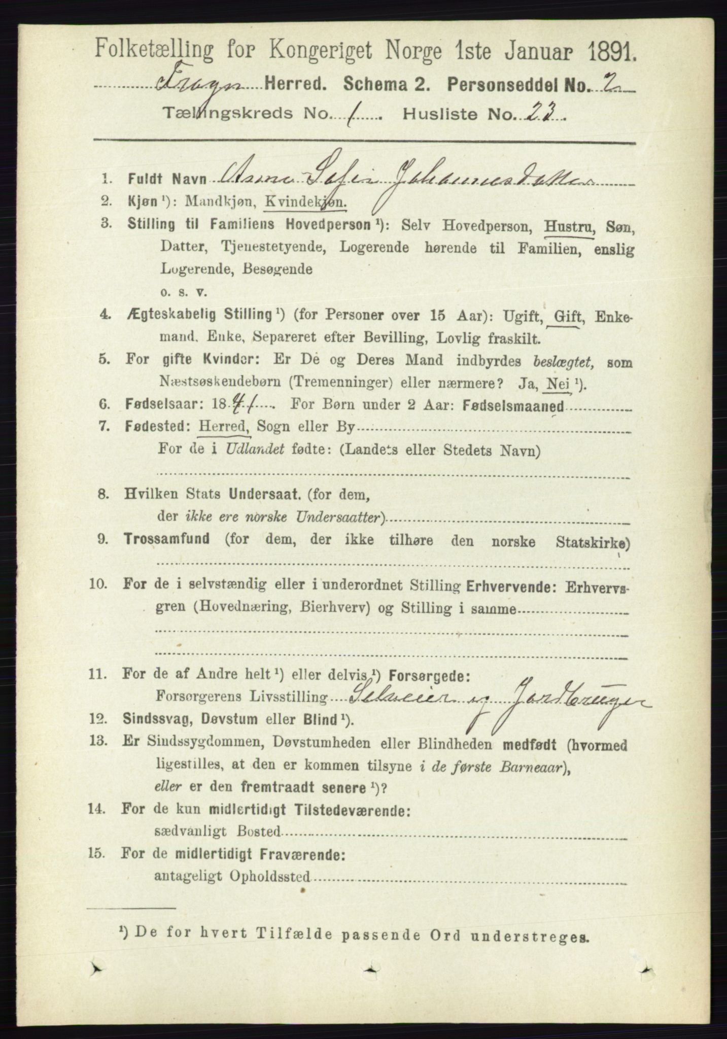 RA, 1891 census for 0215 Frogn, 1891, p. 268