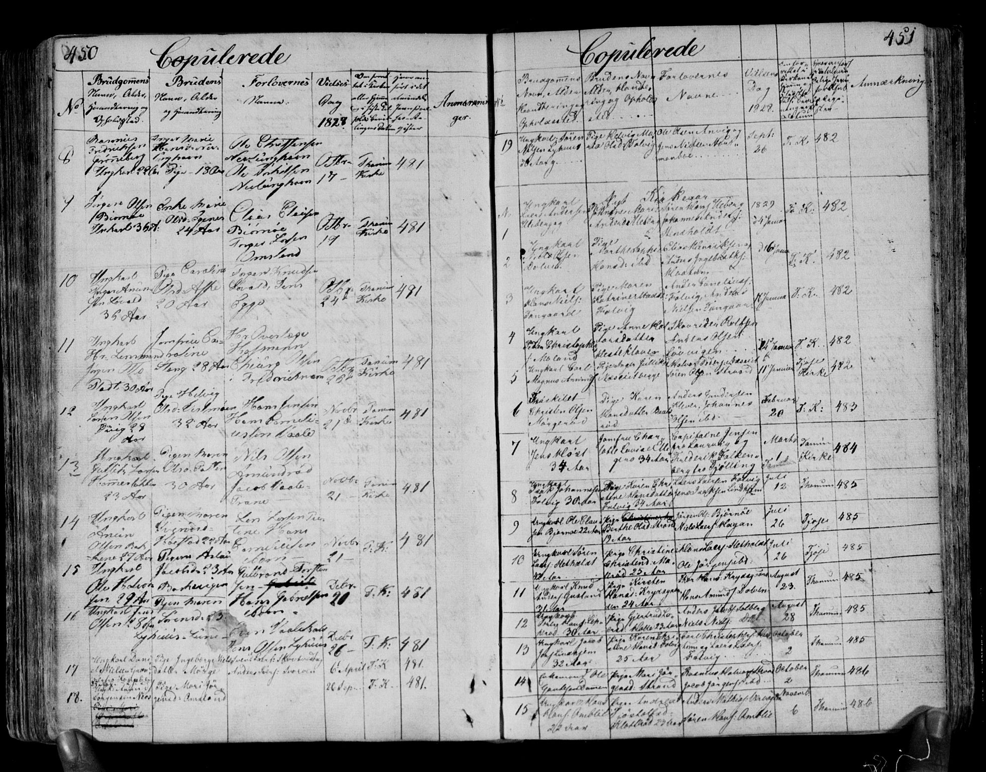 Brunlanes kirkebøker, SAKO/A-342/F/Fa/L0002: Parish register (official) no. I 2, 1802-1834, p. 450-451