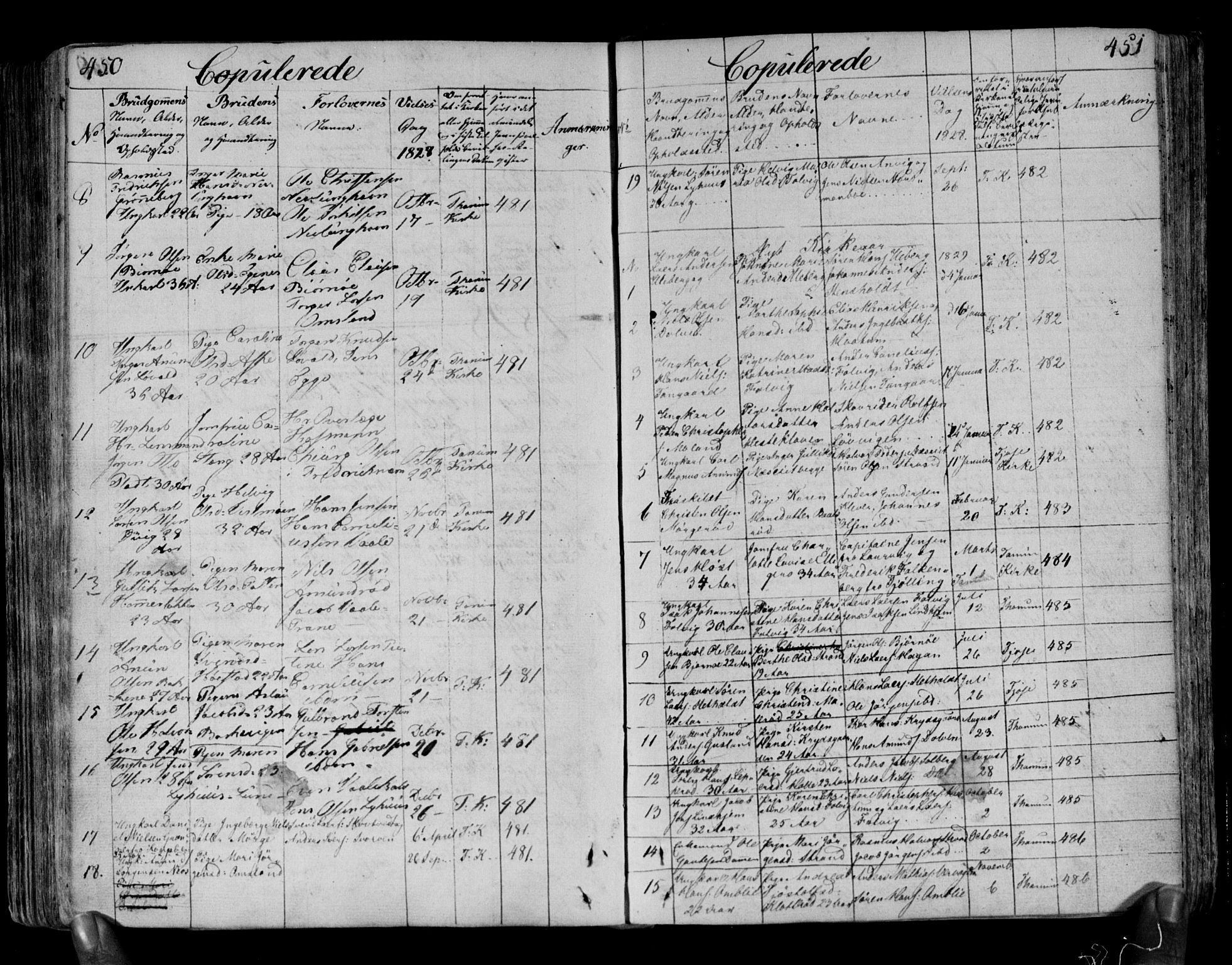 Brunlanes kirkebøker, AV/SAKO-A-342/F/Fa/L0002: Parish register (official) no. I 2, 1802-1834, p. 450-451