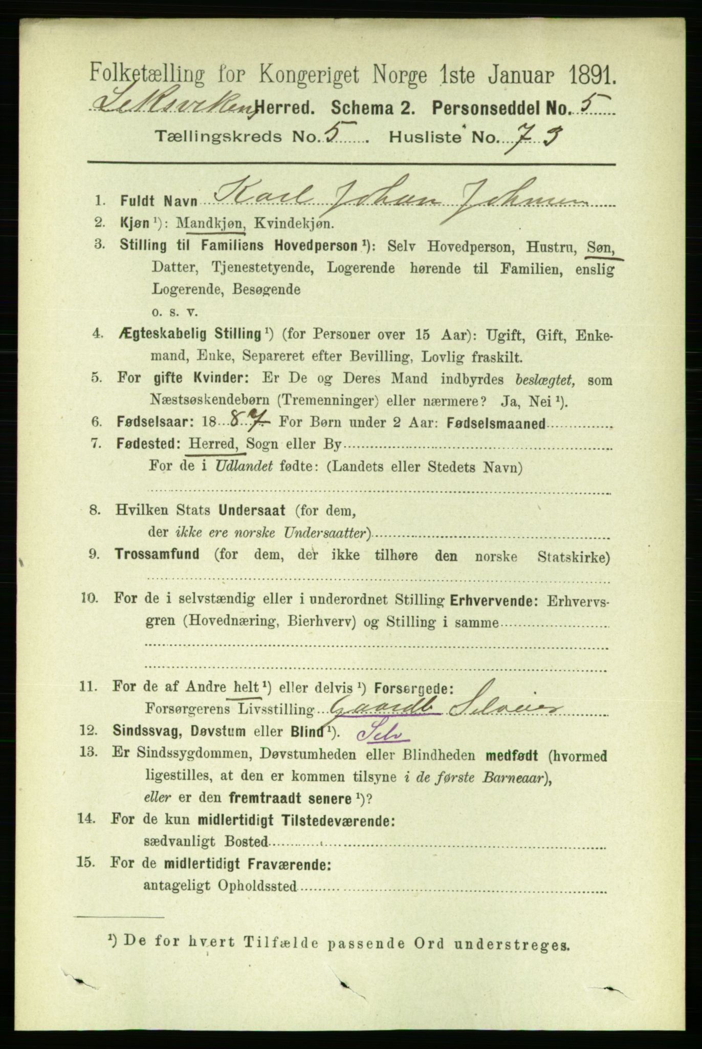 RA, 1891 census for 1718 Leksvik, 1891, p. 3075