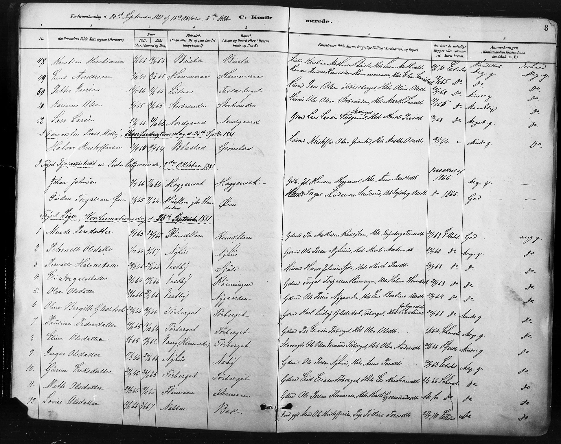 Trysil prestekontor, AV/SAH-PREST-046/H/Ha/Haa/L0009: Parish register (official) no. 9, 1881-1897, p. 3