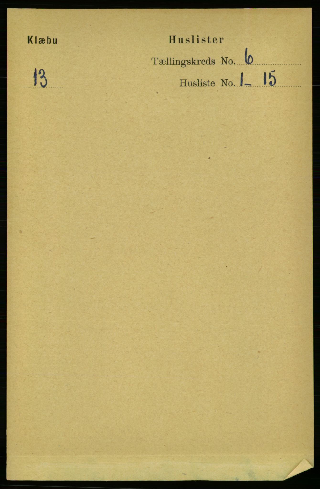RA, 1891 census for 1662 Klæbu, 1891, p. 1208