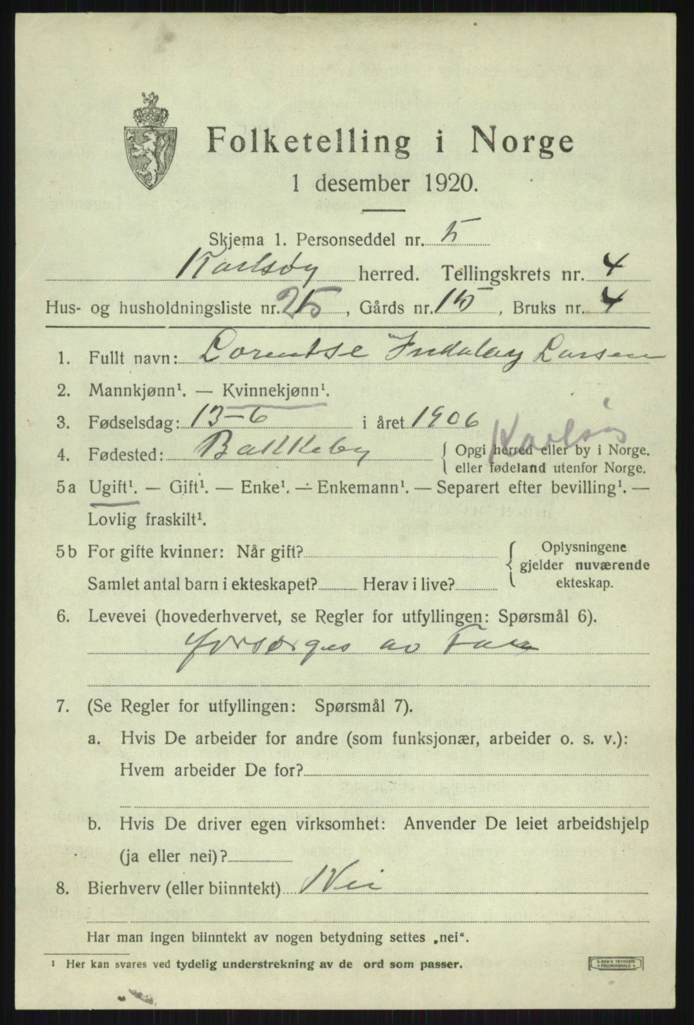 SATØ, 1920 census for Karlsøy, 1920, p. 2029