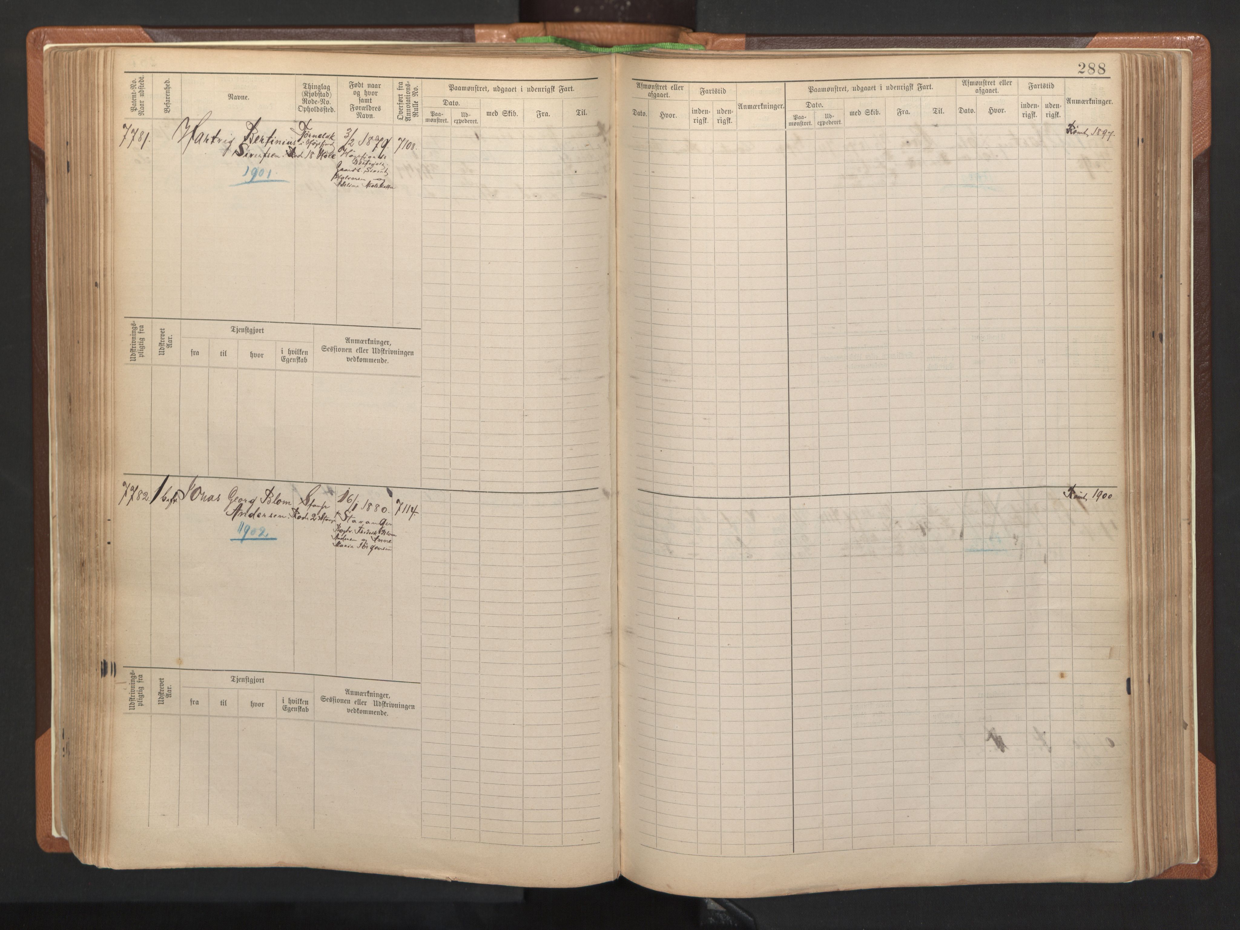 Stavanger sjømannskontor, AV/SAST-A-102006/F/Fb/Fbb/L0012: Sjøfartshovedrulle, patentnr. 7207-8158, 1894-1904, p. 291