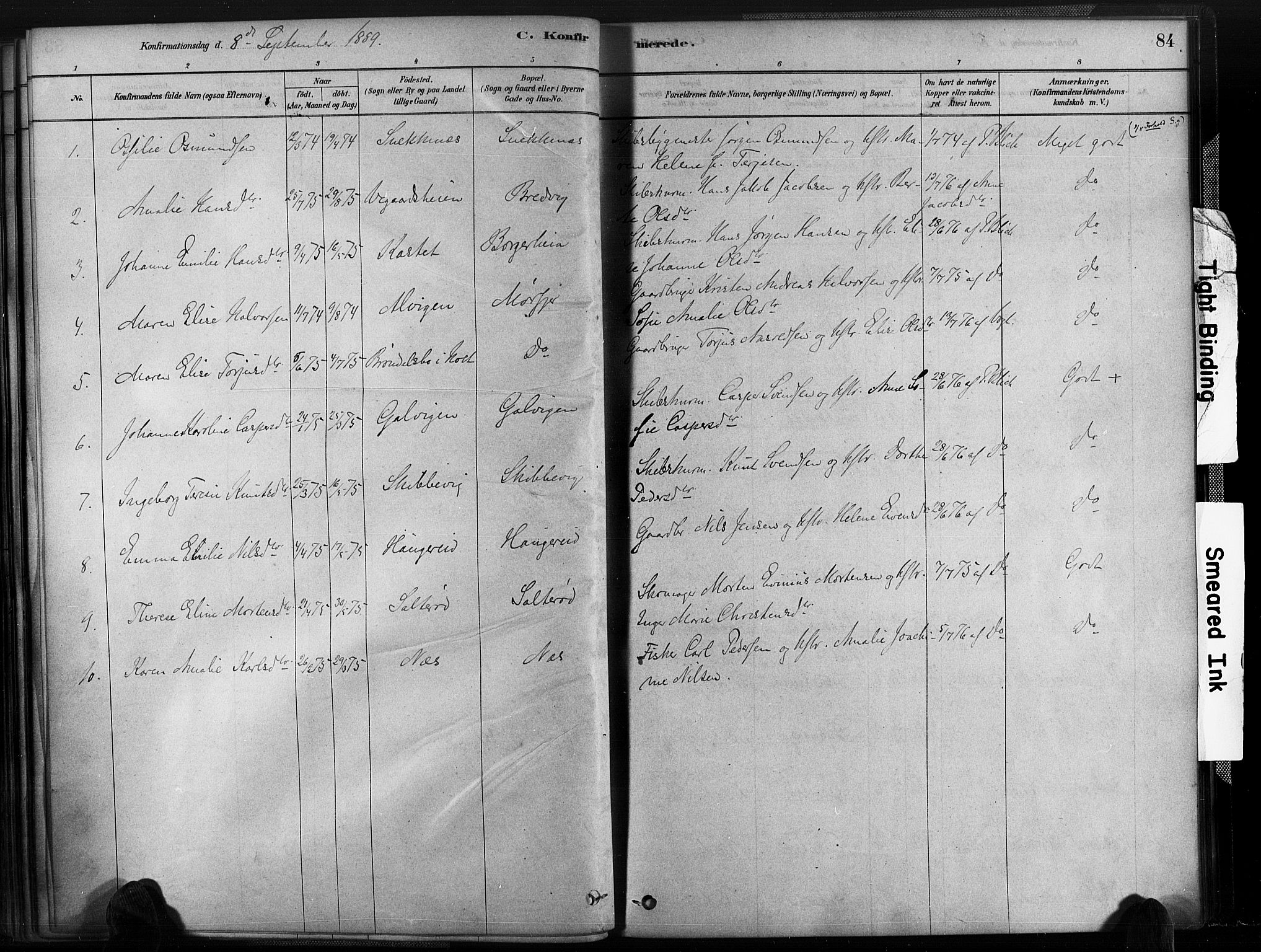 Austre Moland sokneprestkontor, SAK/1111-0001/F/Fa/Fab/L0001: Parish register (official) no. A 1, 1878-1898, p. 84