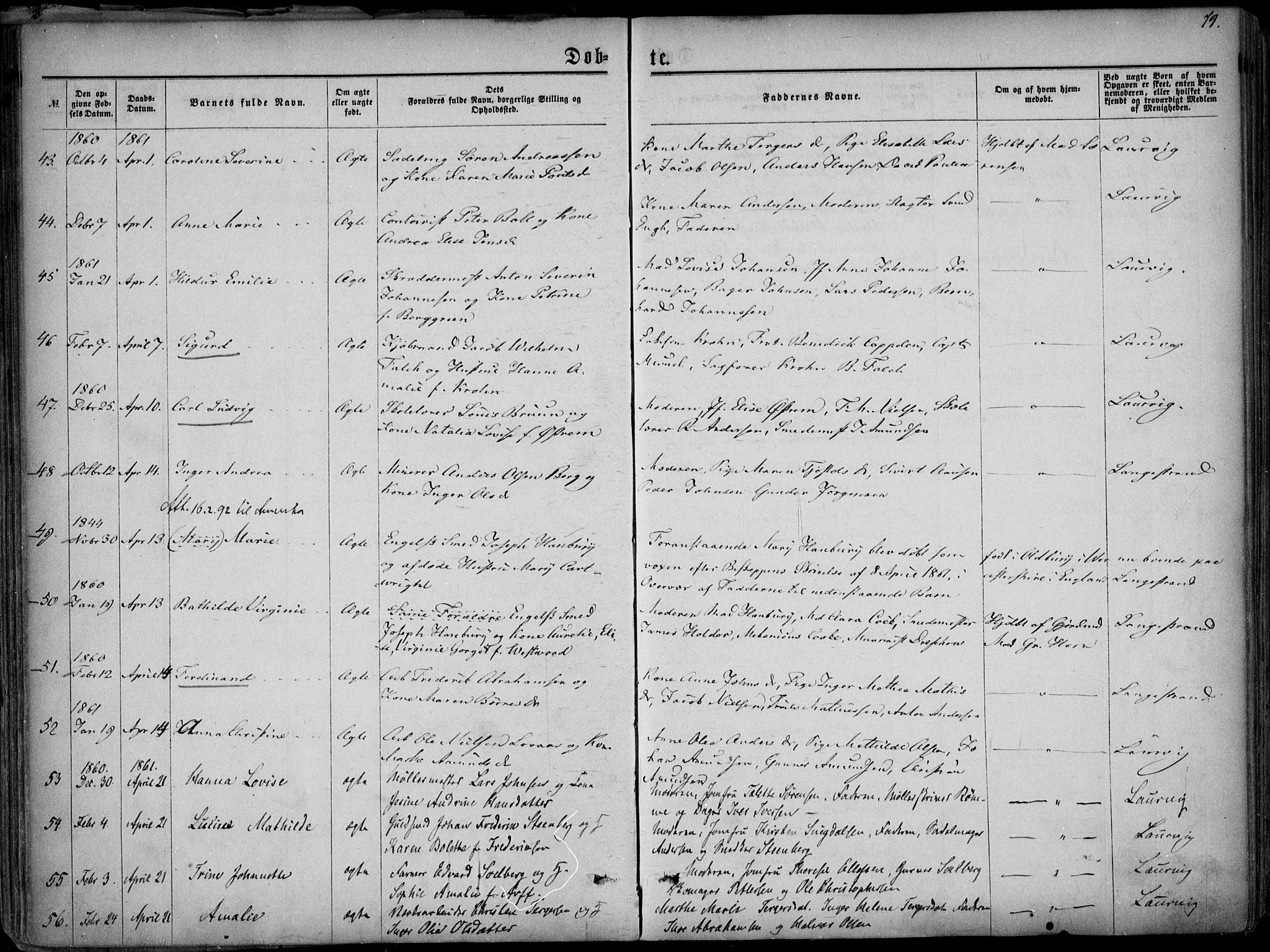 Larvik kirkebøker, AV/SAKO-A-352/F/Fa/L0004: Parish register (official) no. I 4, 1856-1870, p. 79