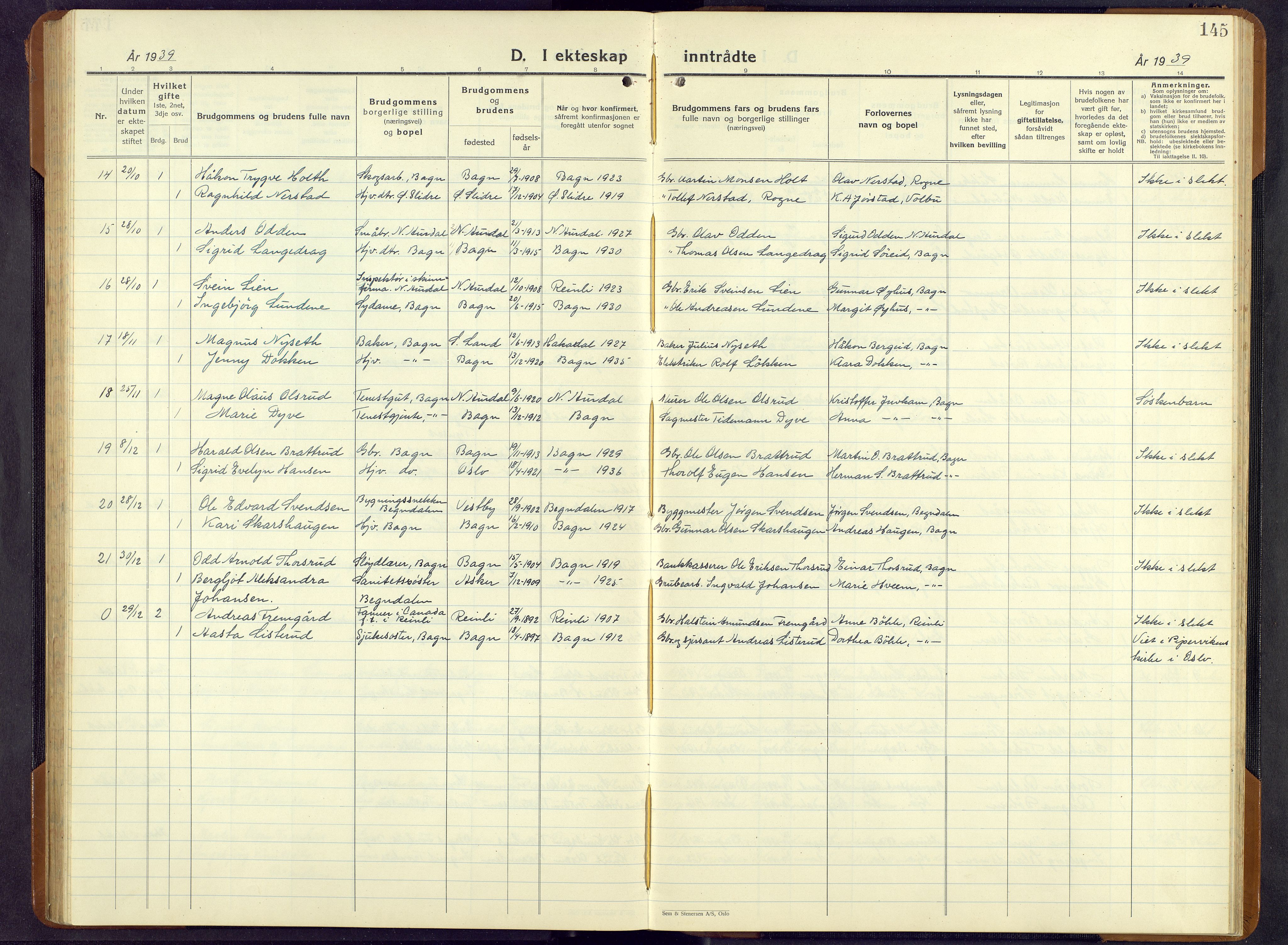 Sør-Aurdal prestekontor, AV/SAH-PREST-128/H/Ha/Hab/L0011: Parish register (copy) no. 11, 1922-1950, p. 145