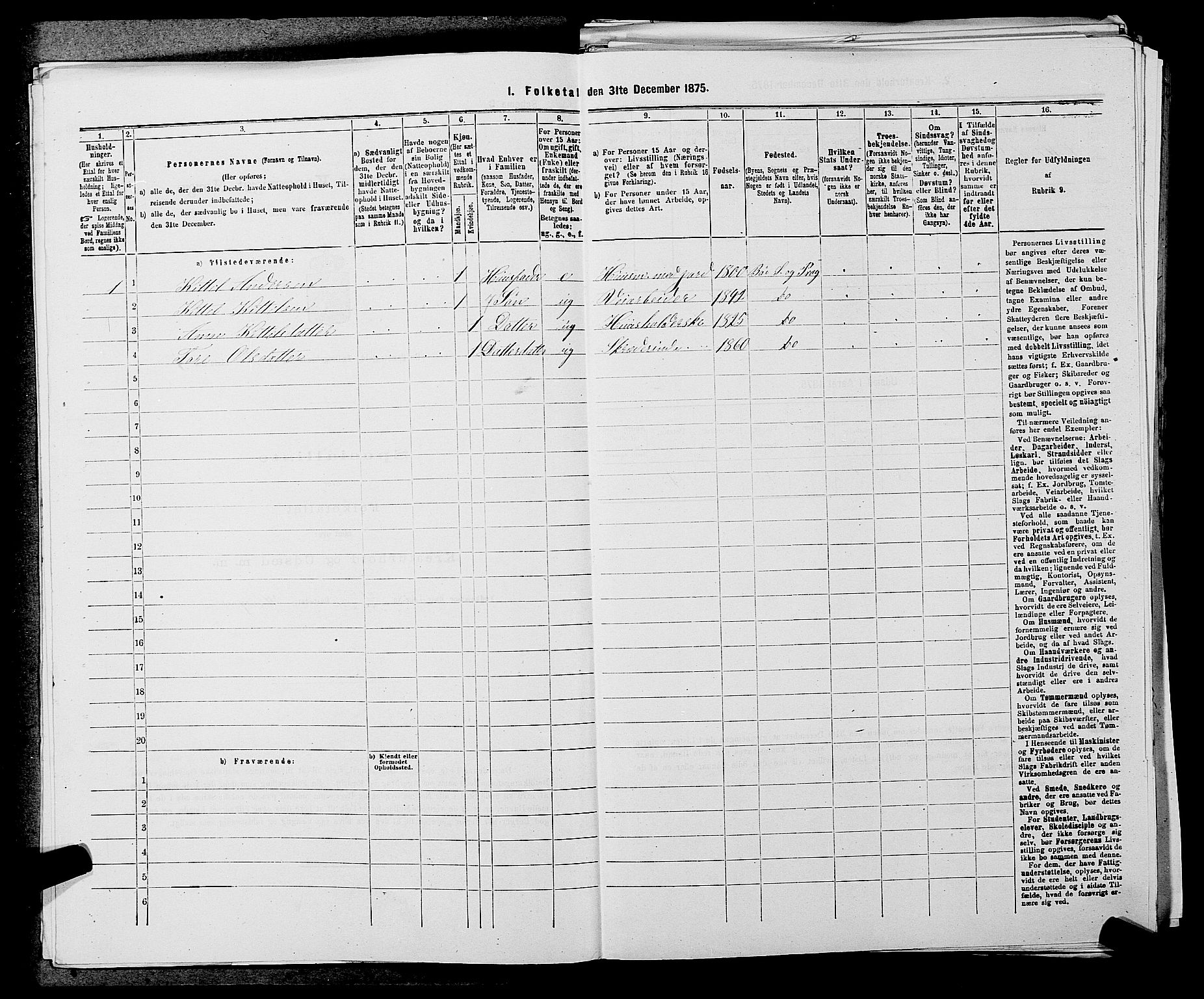 SAKO, 1875 census for 0821P Bø, 1875, p. 607