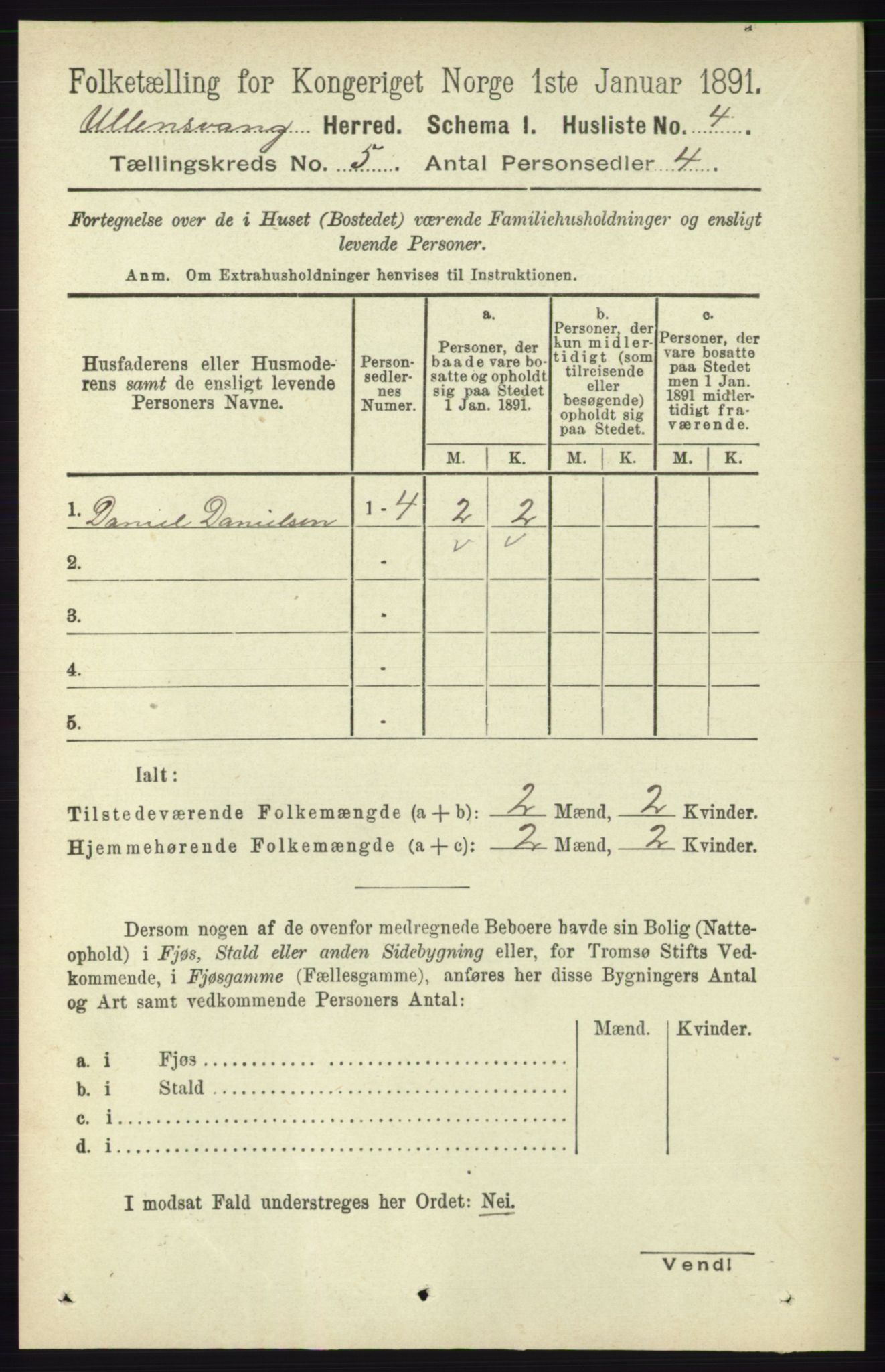 RA, 1891 census for 1230 Ullensvang, 1891, p. 1582