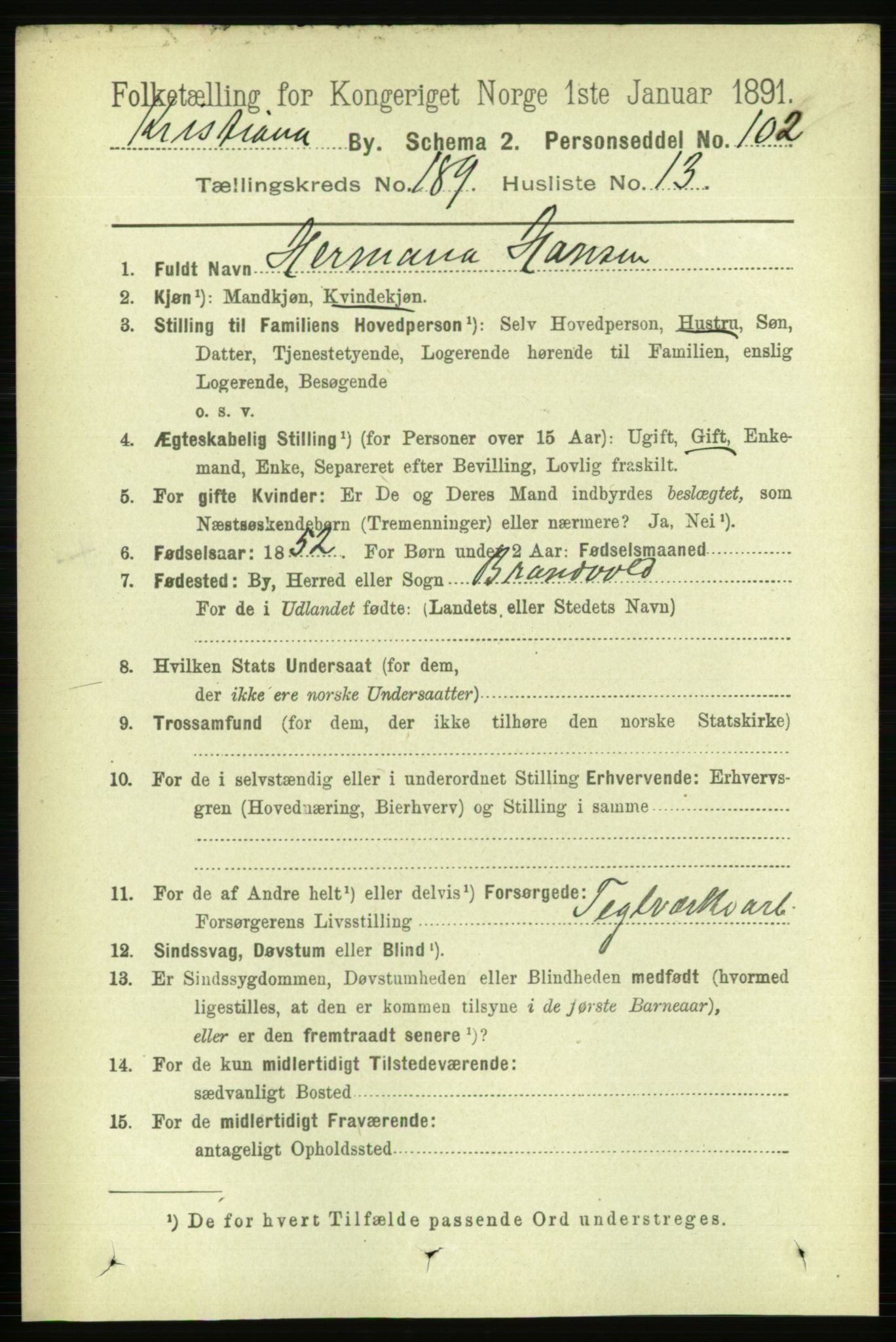 RA, 1891 census for 0301 Kristiania, 1891, p. 113707